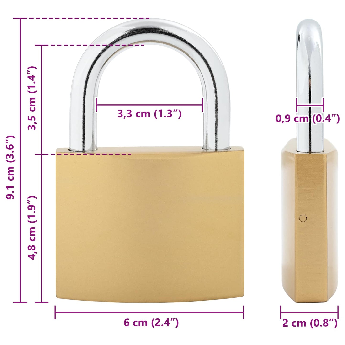 vidaXL Κλειδαριά U με Κλειδιά 50 pcs Ορείχαλκος Σίδερο