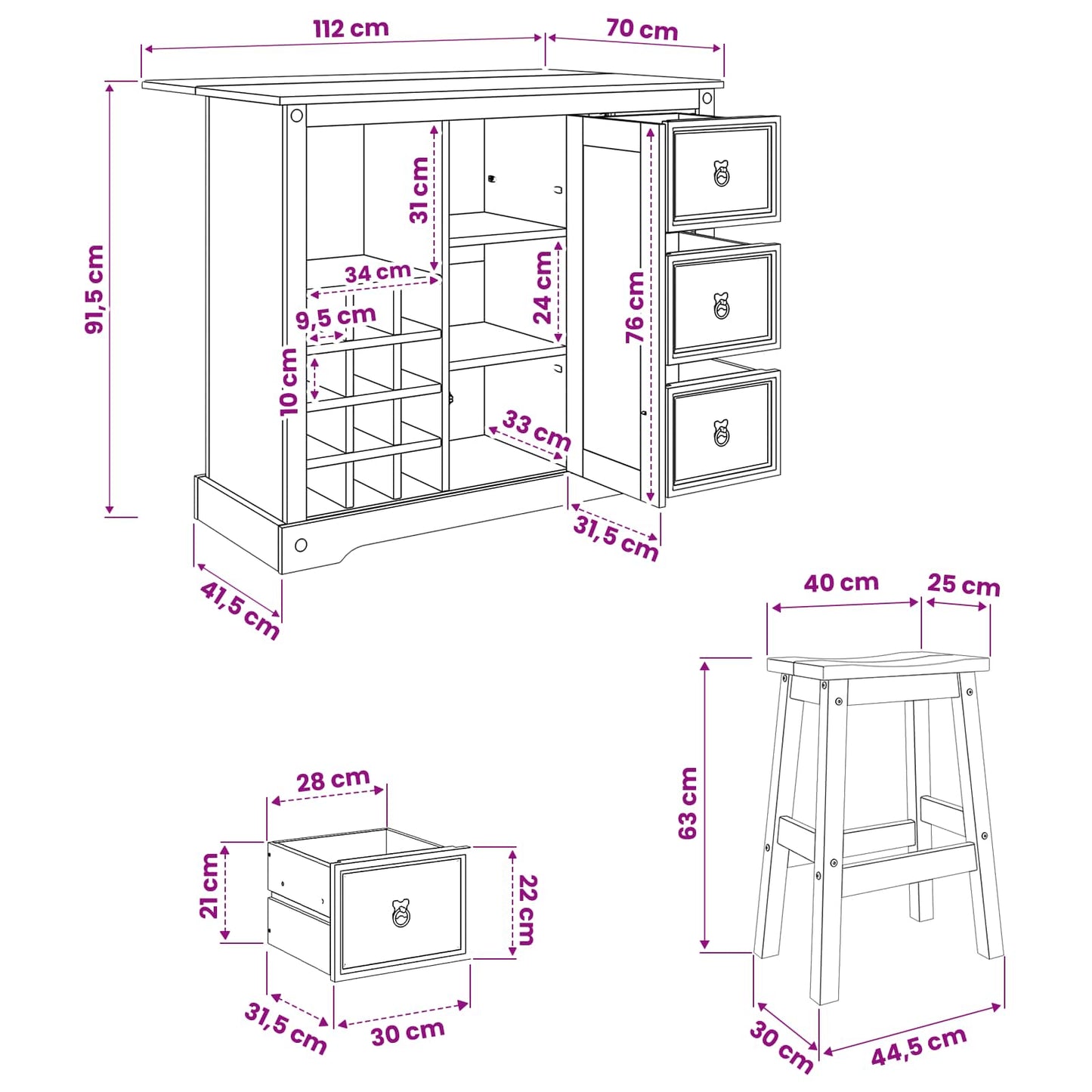 vidaXL Αποθηκευτικός Χώρος Κουζίνας 2 pcs Λευκό και Κερί Μελιού