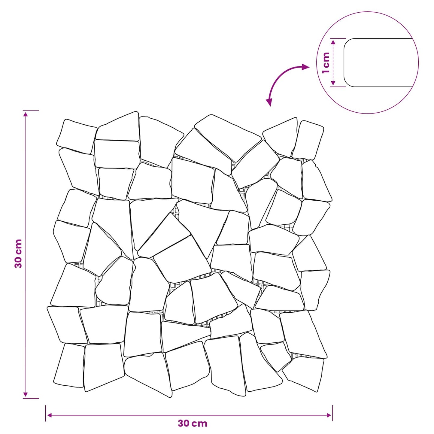 vidaXL Πλακίδια Μωσαϊκού Σκούρο Γκρι 30 x 30 cm Μάρμαρο