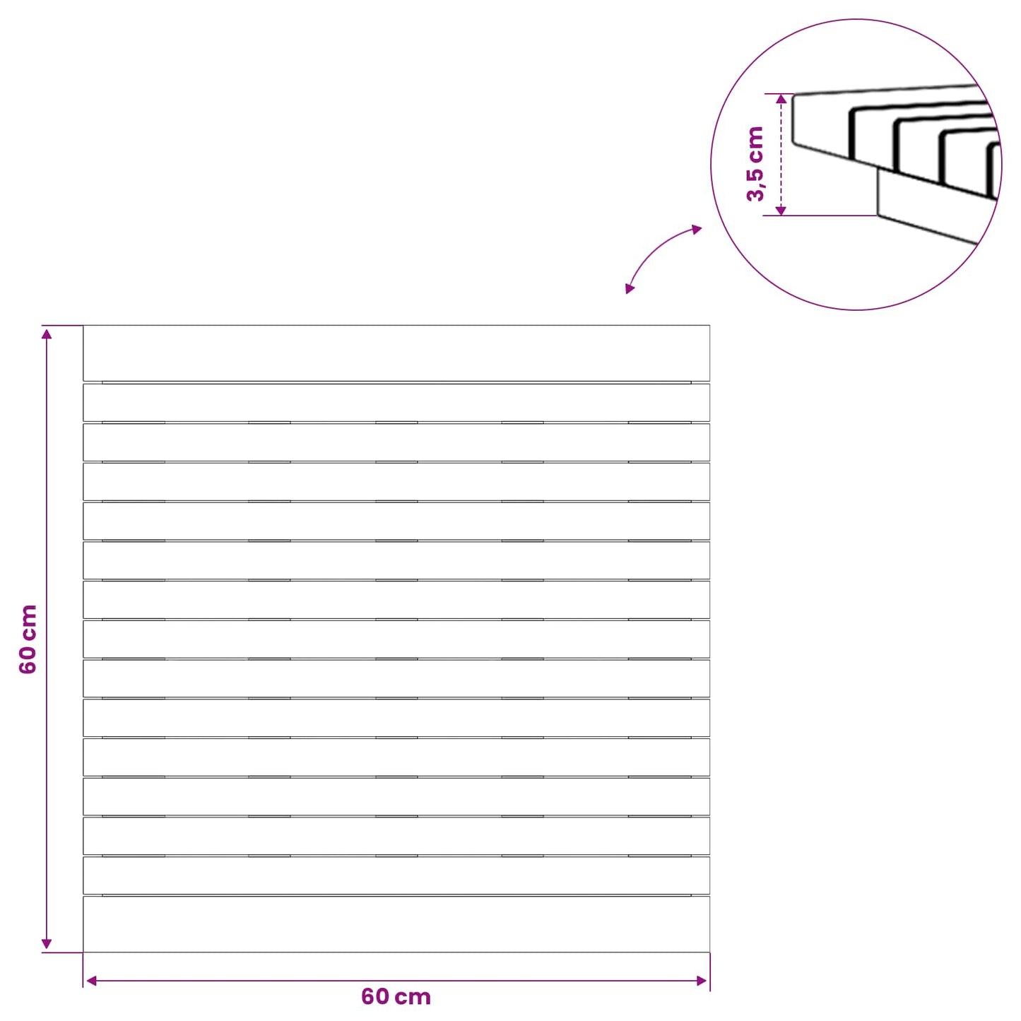 vidaXL Καπάκι τραπεζιού 60 x 60 x 3,5 εκ τετράγωνο Στερεό Ξύλο Τίκ