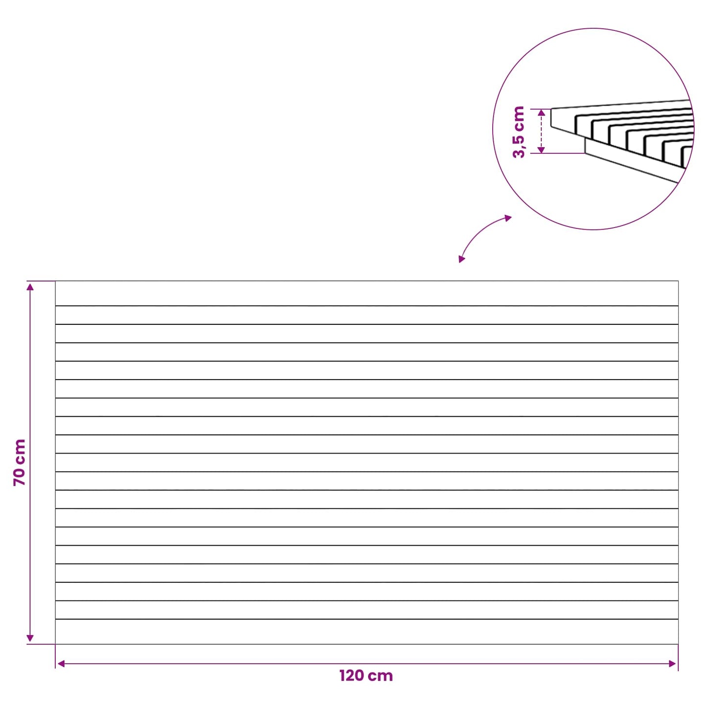 vidaXL Καπάκι τραπεζιού 120 x 70 x 3,5 εκ. Ορθογώνιος Στερεό Ξύλο Τίκ