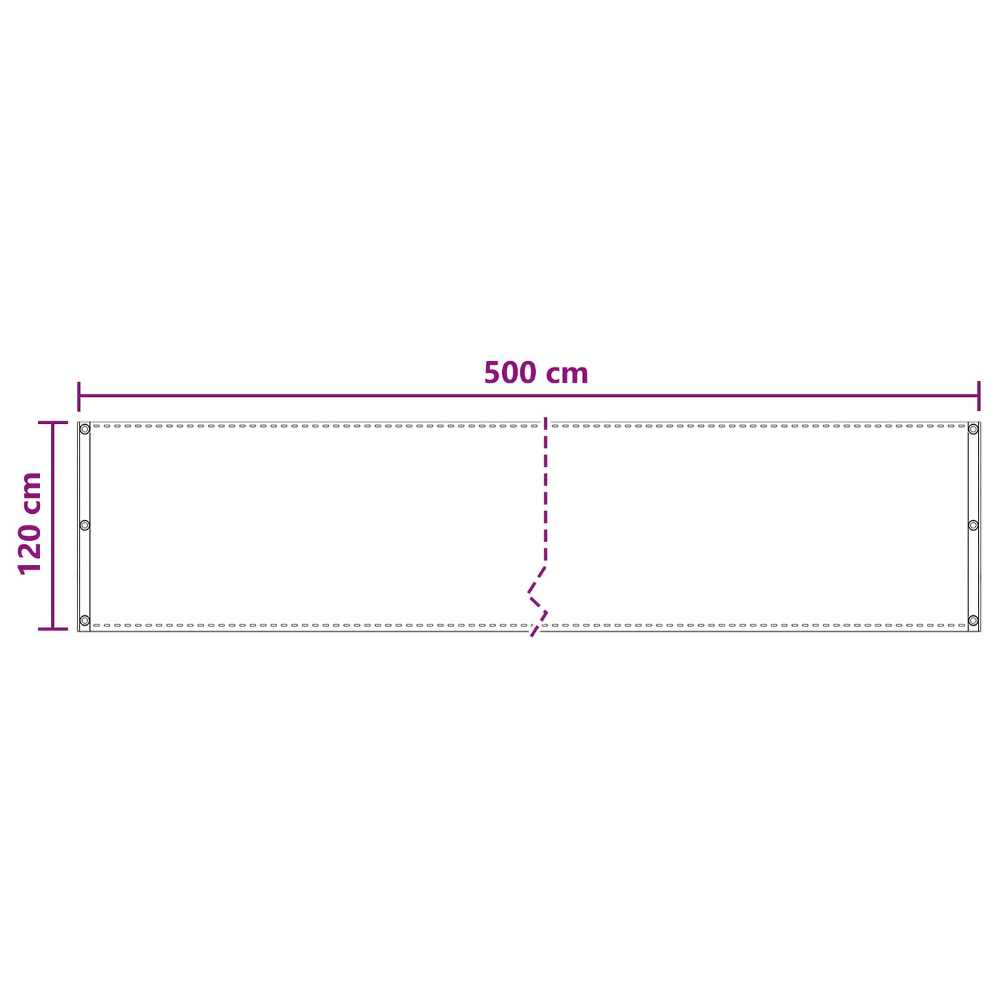 vidaXL Οθόνη Μπαλκονιού Ορθογώνιος 120 x 500 cm HDPE και Αλουμίνιο