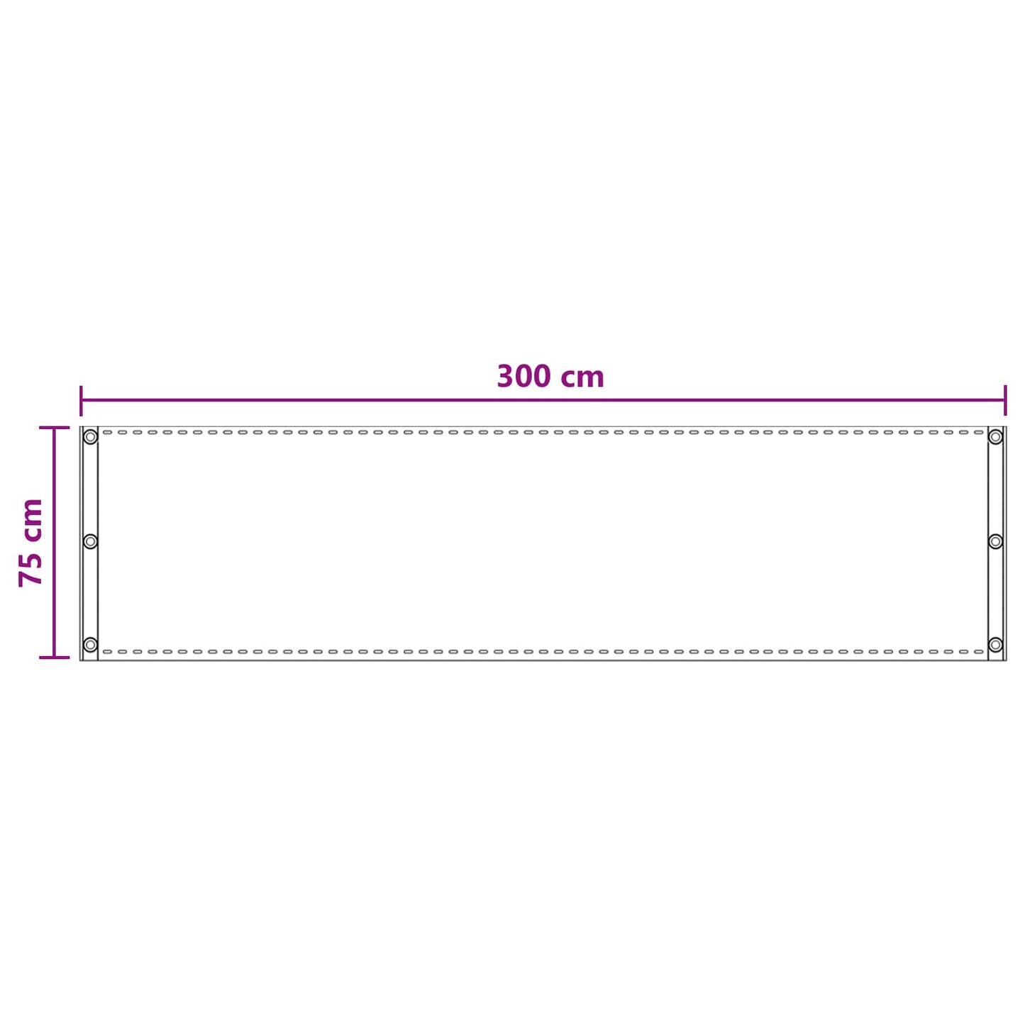 vidaXL Οθόνη Μπαλκονιού Ορθογώνιος 75 x 300 cm HDPE και Αλουμίνιο