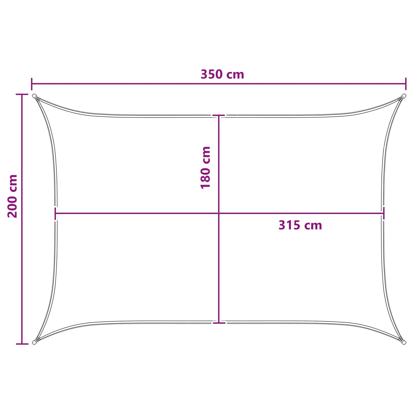 vidaXL Ικανότητα Σκίασης Ορθογώνιος 2 x 3,5 m HDPE