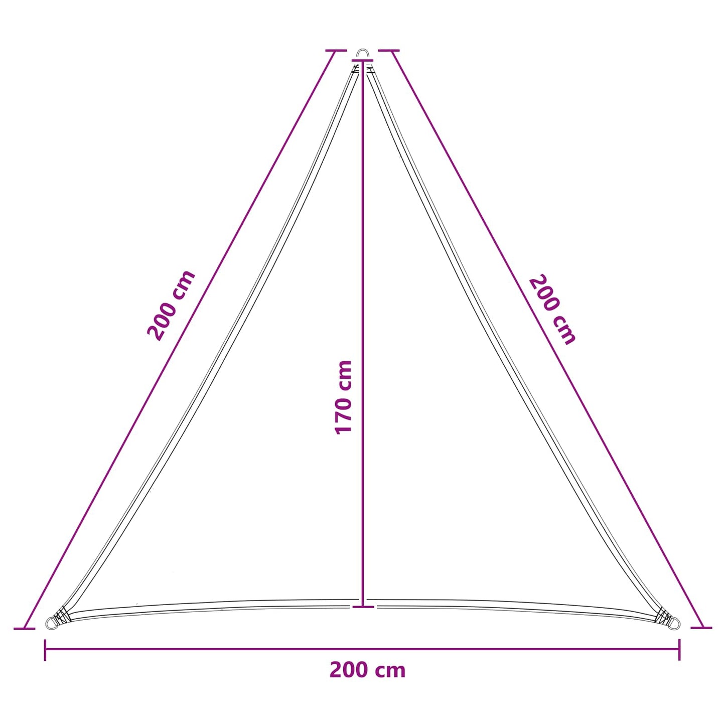 vidaXL Ικανότητα Σκίασης 2 x 2 x 2 m HDPE Τριγωνικός