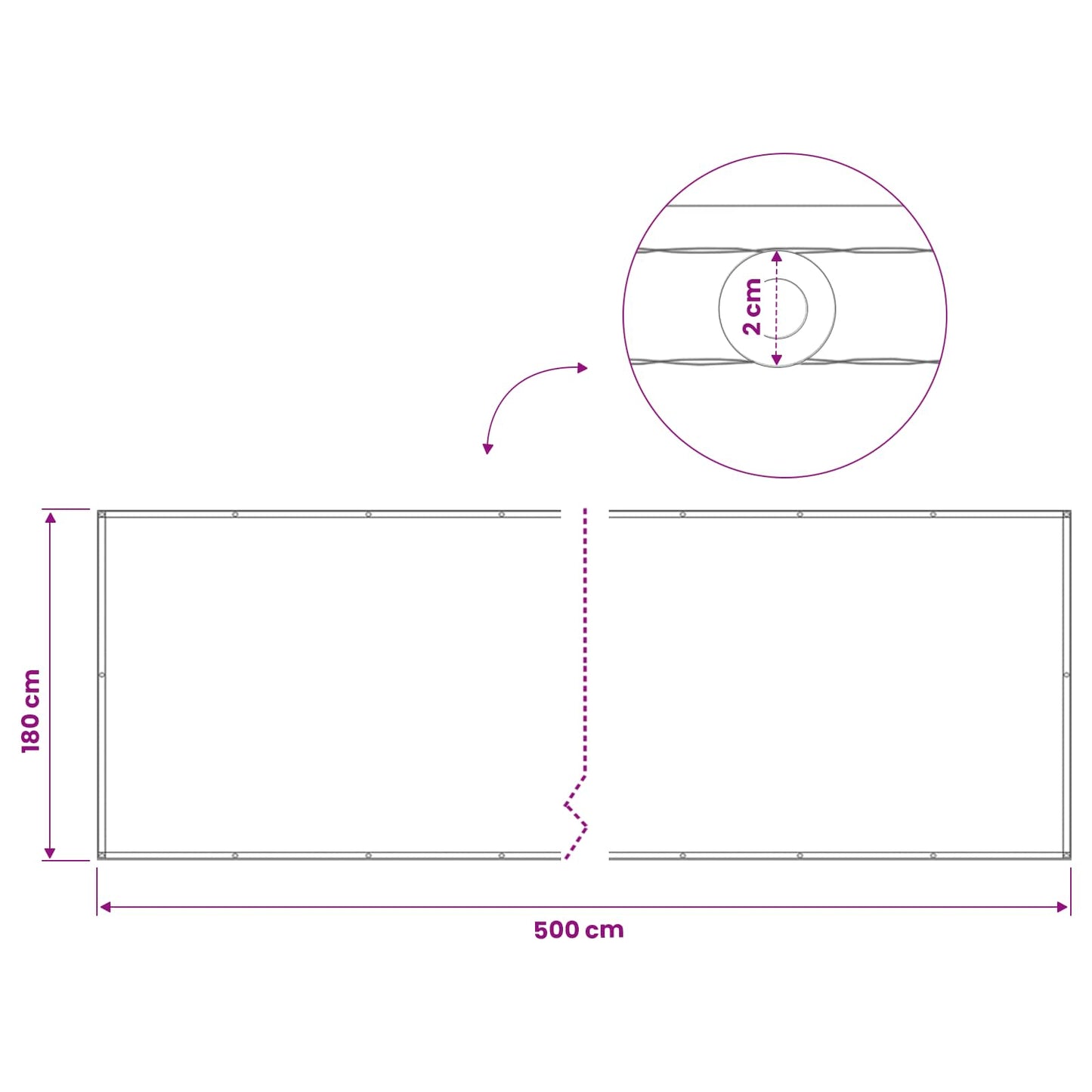 vidaXL Αδιάφανο σκίαστρο μπαλκονιού 180 x 500 cm