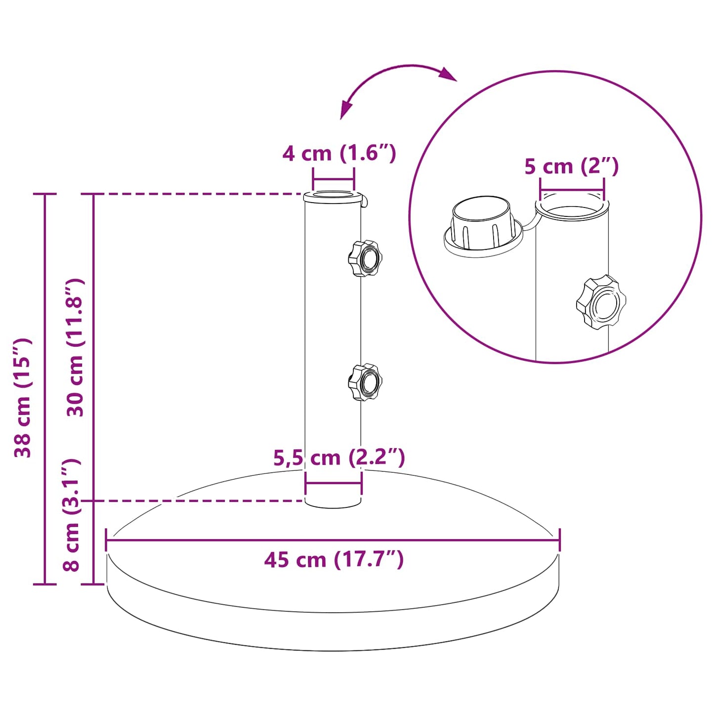 vidaXL Βάση παρασόλ για στύλους 40-50 χιλιοστών 26.75 kg Μαύρο