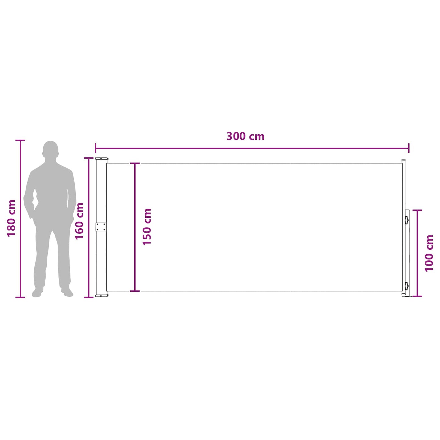 vidaXL Ανακλινόμενος Πλευρικός Απλώστρα 160 x 300 cm