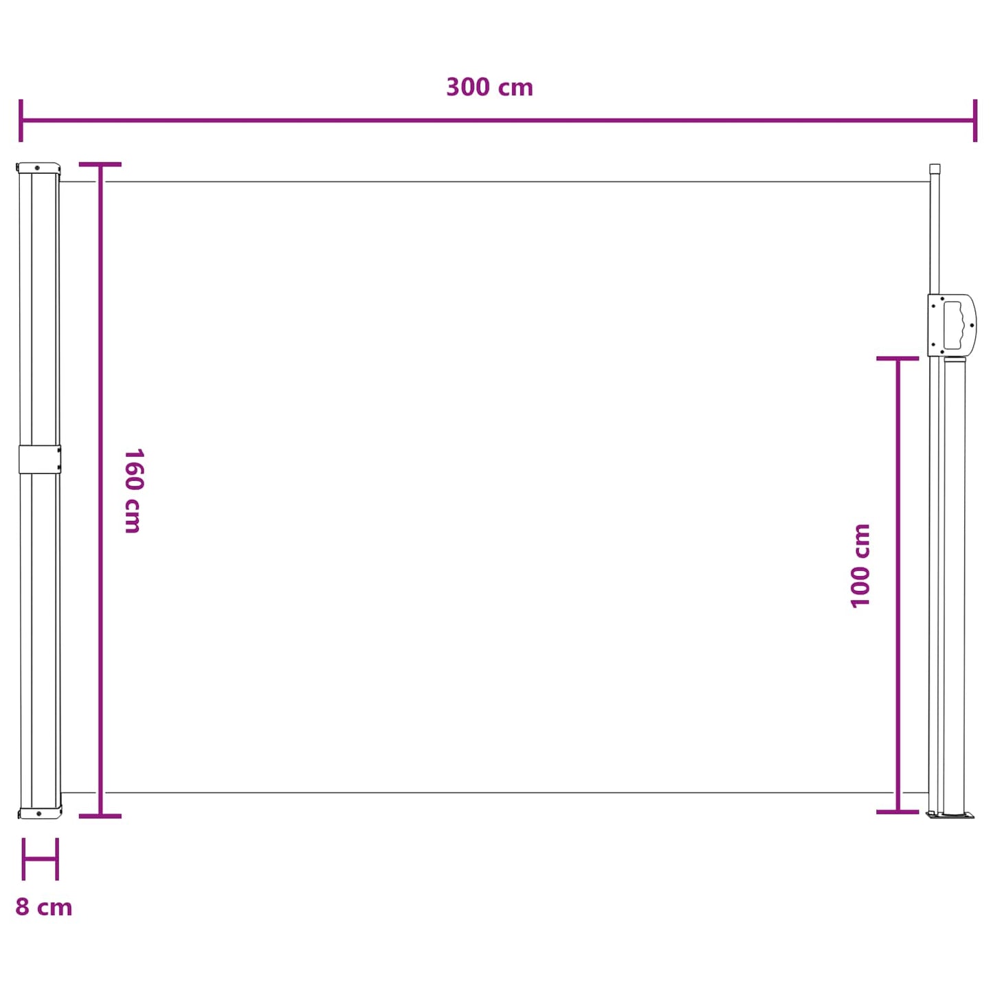 vidaXL Ανακλινόμενος Πλευρικός Απλώστρα 300 x 160 εκ. Πολυεστέρας