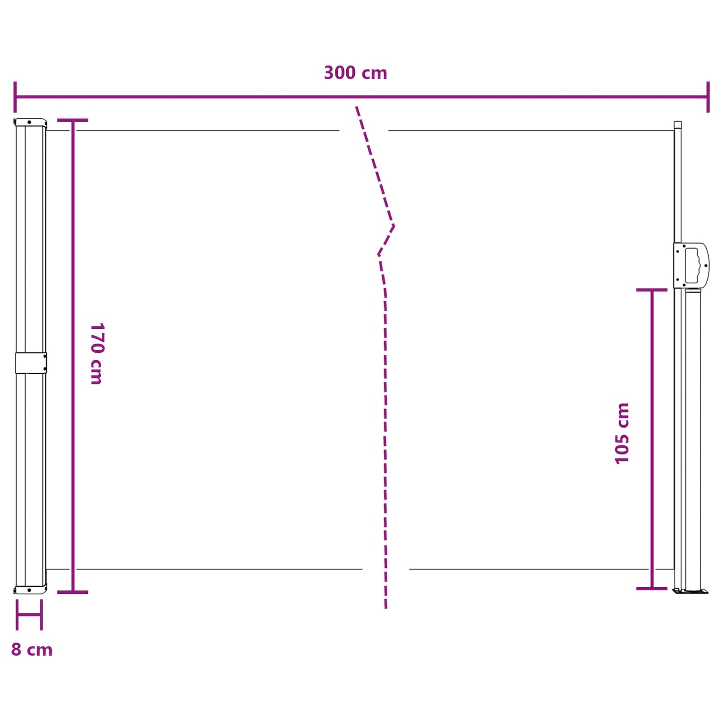 vidaXL Ανακλινόμενος Πλευρικός Απλώστρα 300 x 170 cm Πολυεστέρας