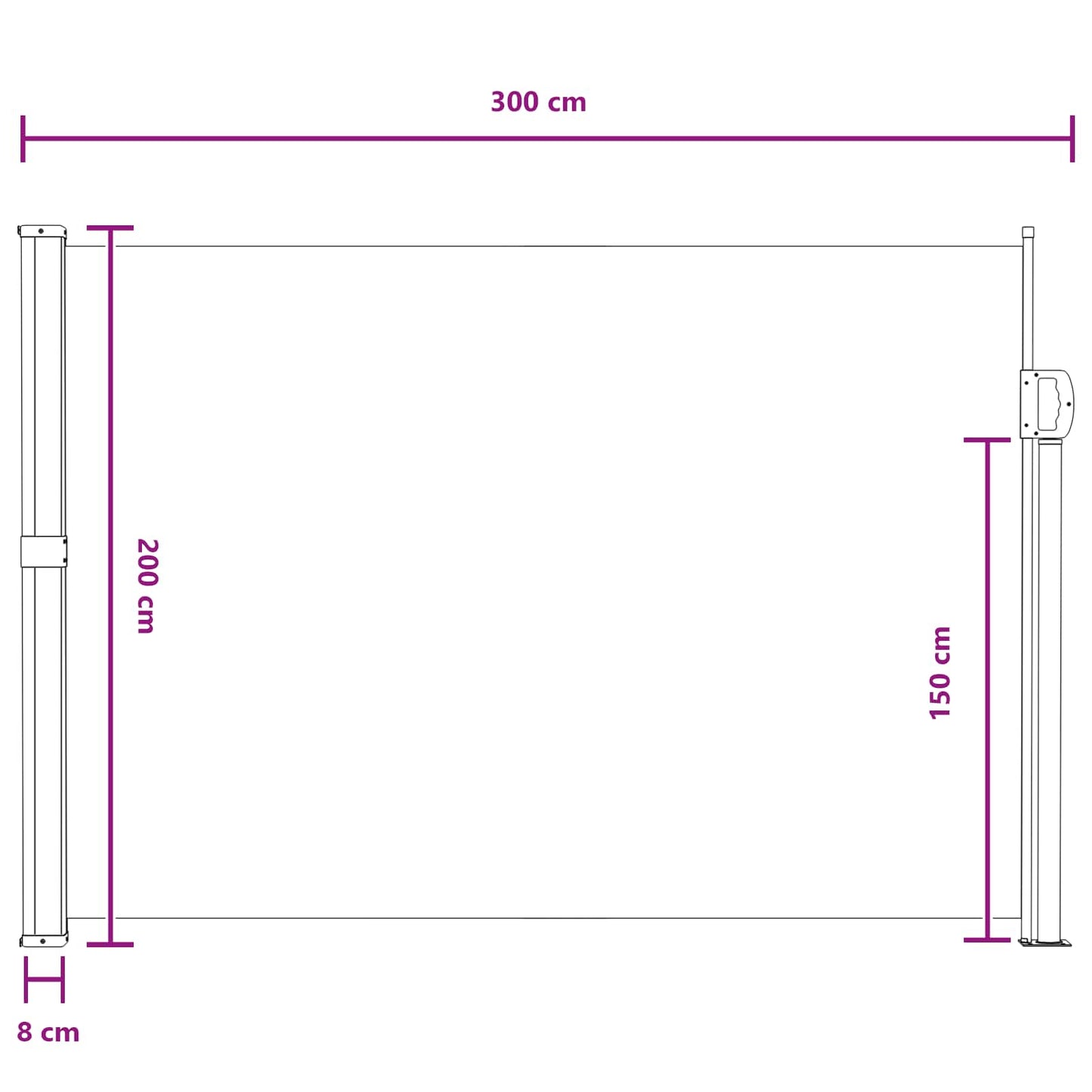 vidaXL Ανακλινόμενος Πλευρικός Απλώστρα 300 x 200 cm Πολυεστέρας