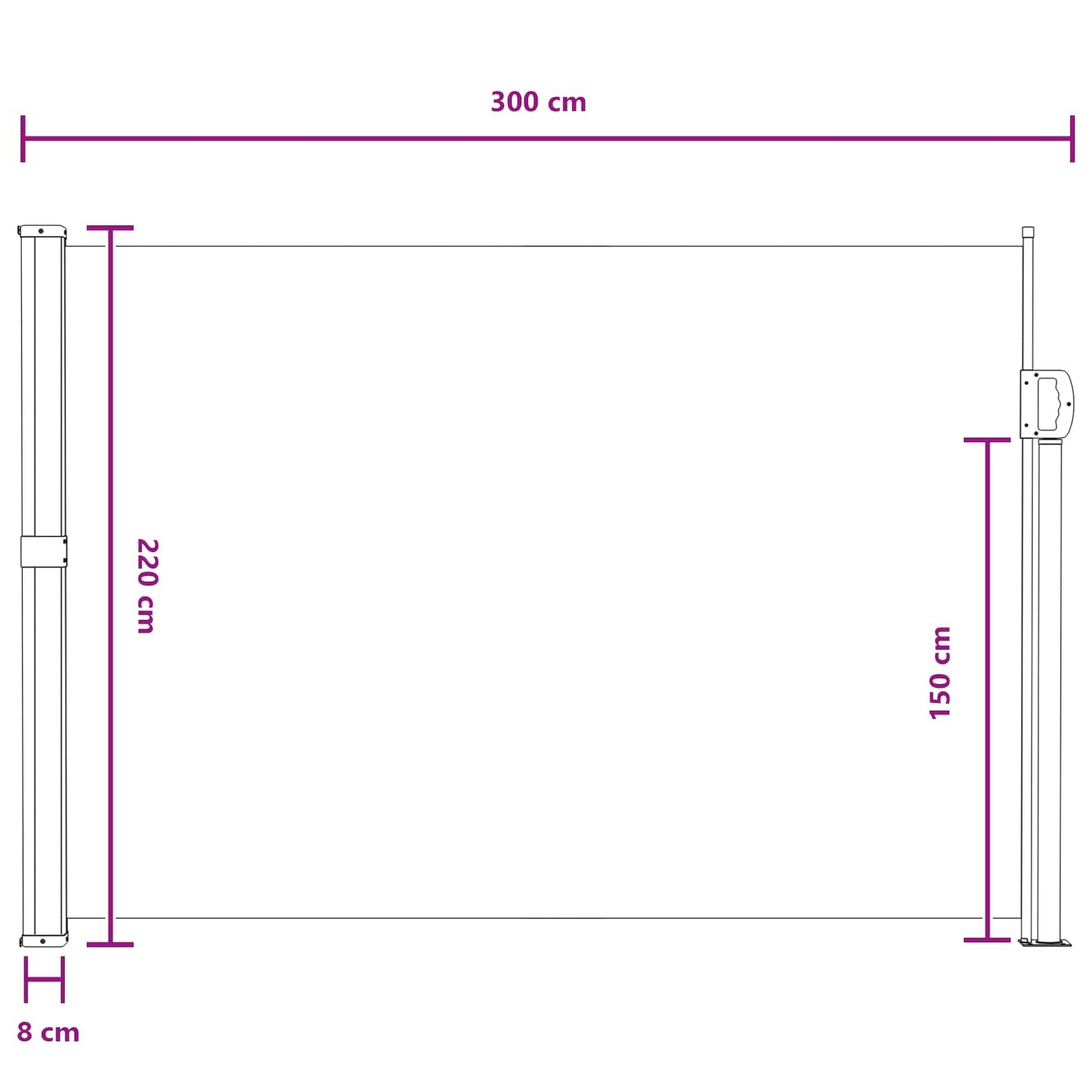 vidaXL Ανακλινόμενος Πλευρικός Απλώστρα 300 x 220 cm Πολυεστέρας