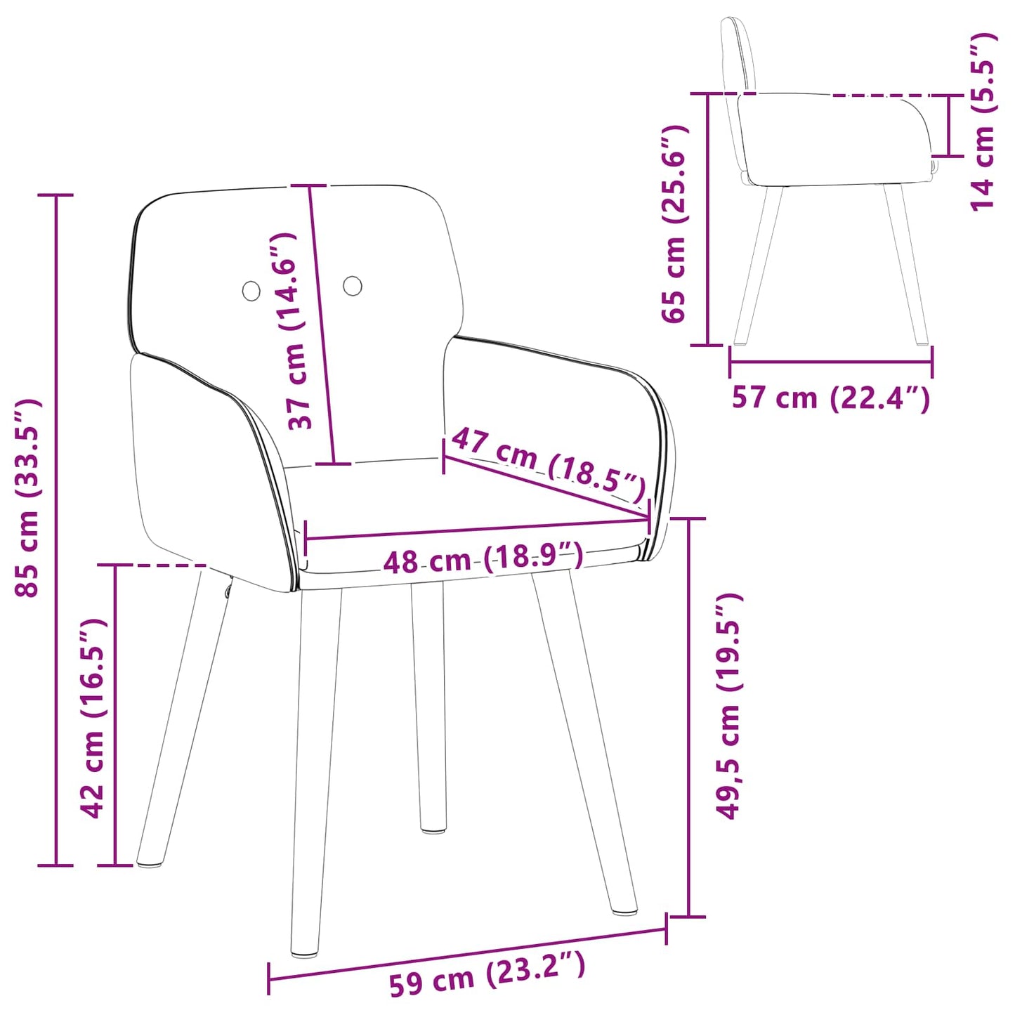 vidaXL Καρέκλες φαγητού 4 pcs Μπουκλέ Μαύρο 59 x 57 x 85 εκ.