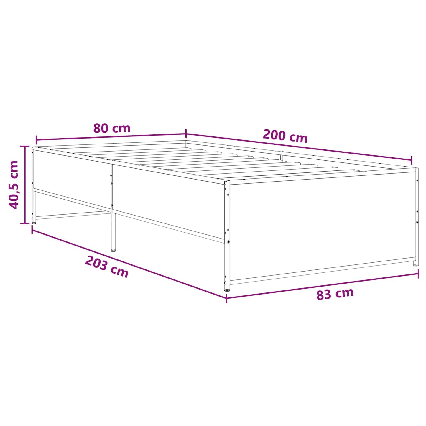 vidaXL Σκελετός Κρεβατιού Sonoma Δρυς 80 x 200 cm Επεξεργασμένο Ξύλο