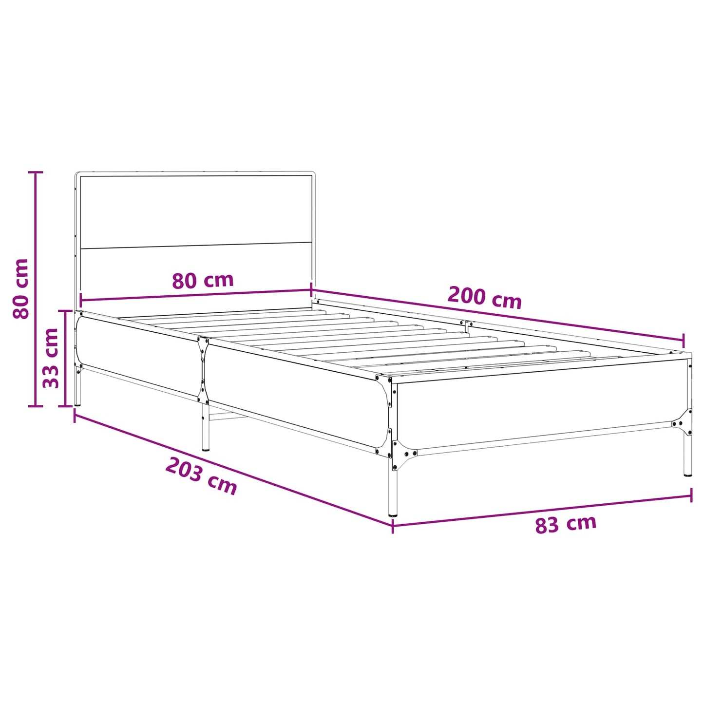 vidaXL Κρεβάτι με Κεφαλάρι Sonoma Δρυς 80 x 200 cm Επεξεργασμένο Ξύλο