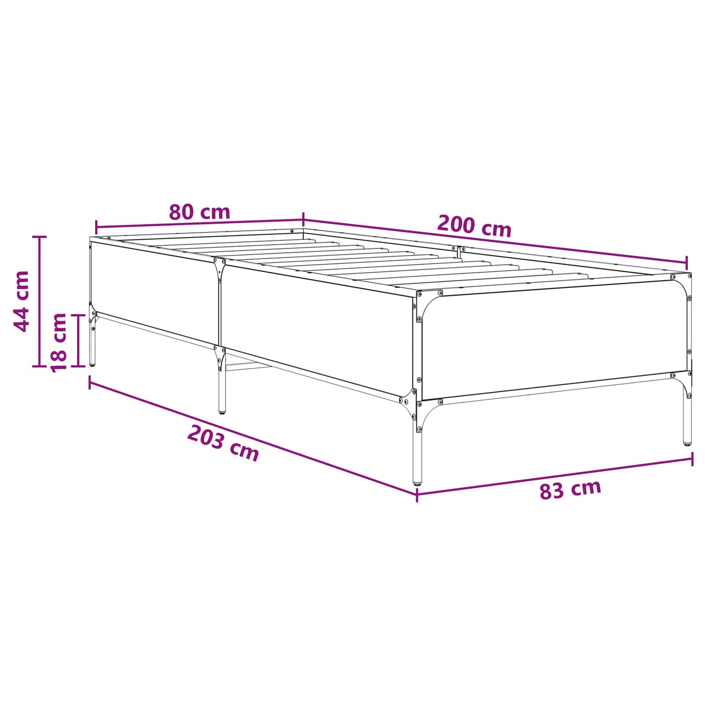vidaXL Σκελετός Κρεβατιού Γκρι Sonoma 80 x 200 cm Επεξεργασμένο Ξύλο