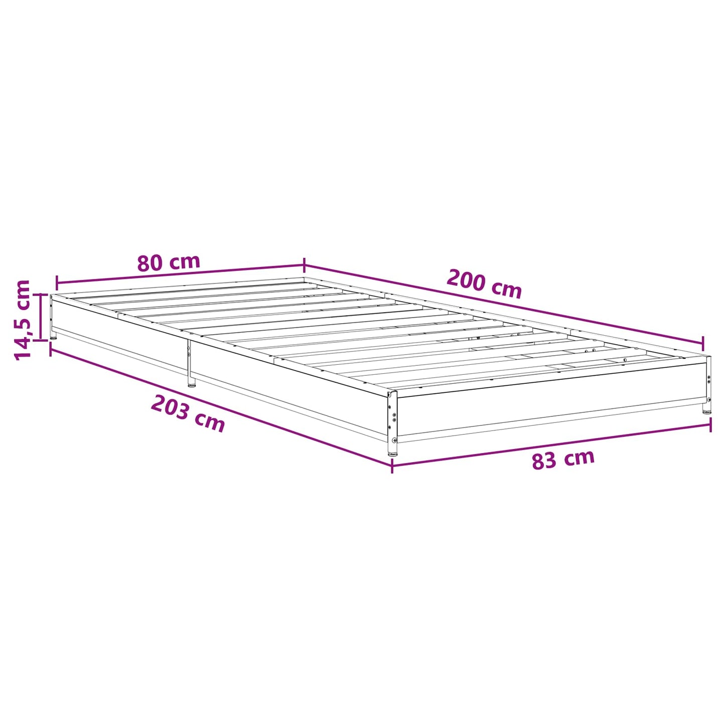 vidaXL Σκελετός Κρεβατιού Sonoma Δρυς 80 x 200 cm Επεξεργασμένο Ξύλο