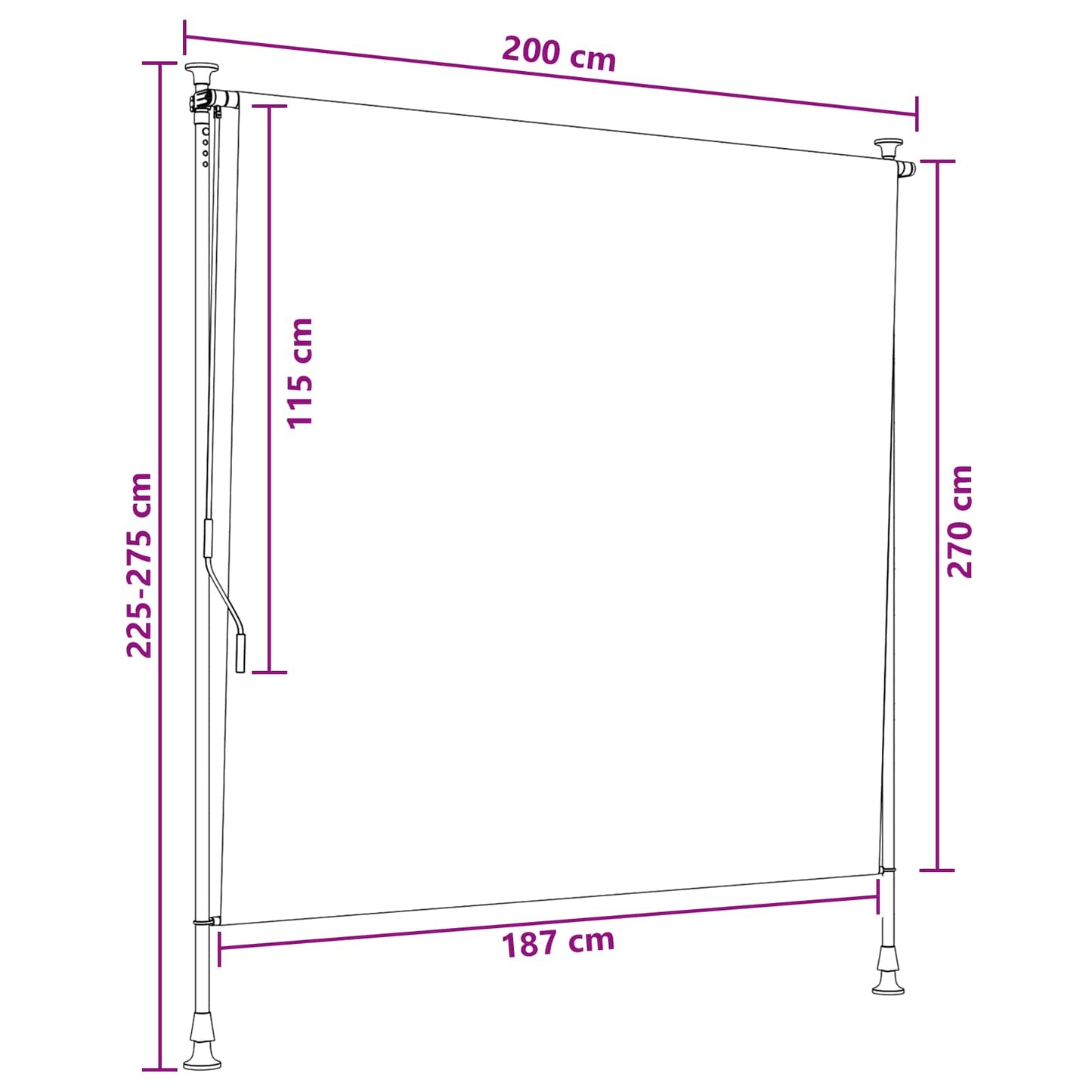 vidaXL Εξωτερικό ρολό Πολύχρωμο 200 x 270 cm