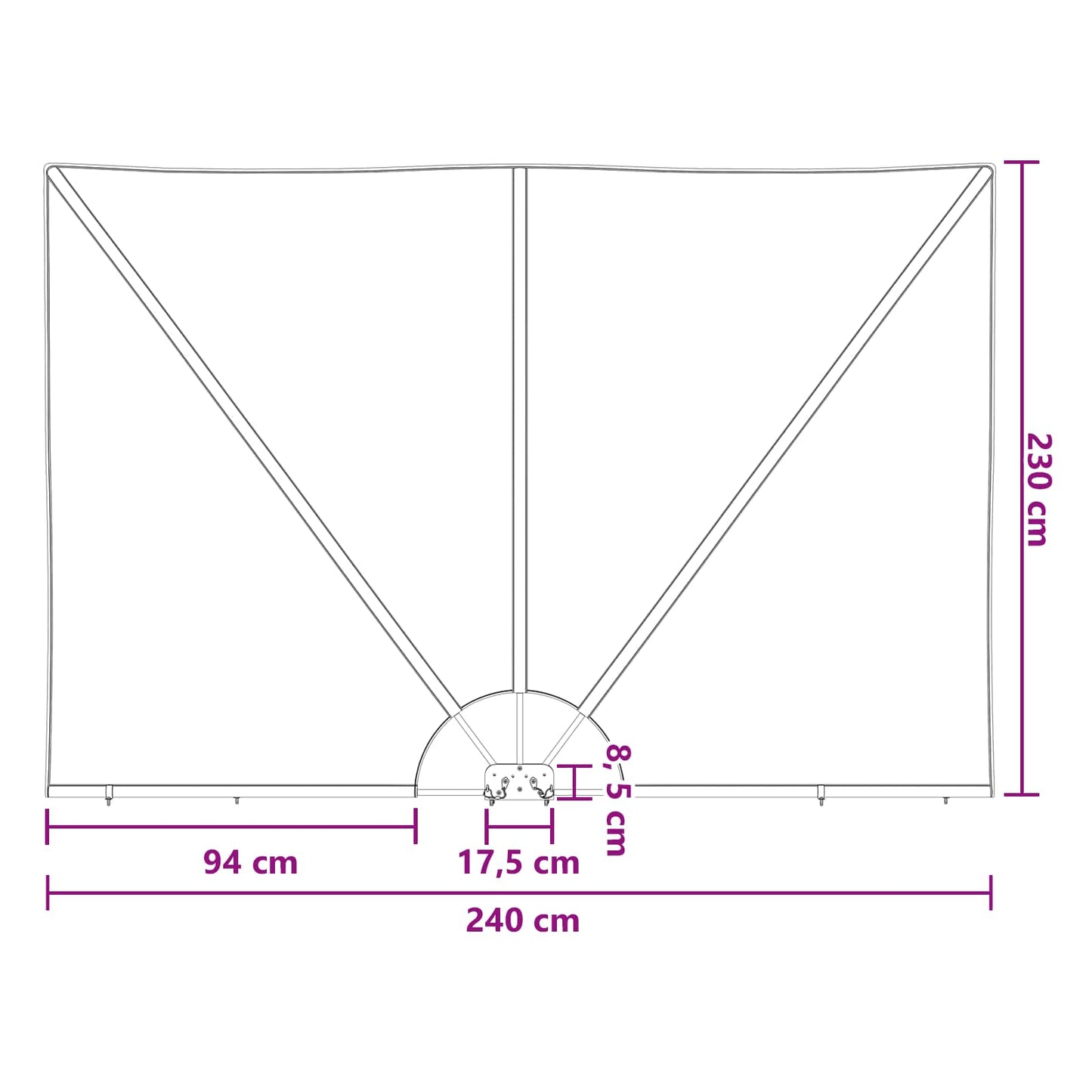 vidaXL Αδιάφανο σκίαστρο μπαλκονιού 240 x 160 εκ Πολυεστέρας