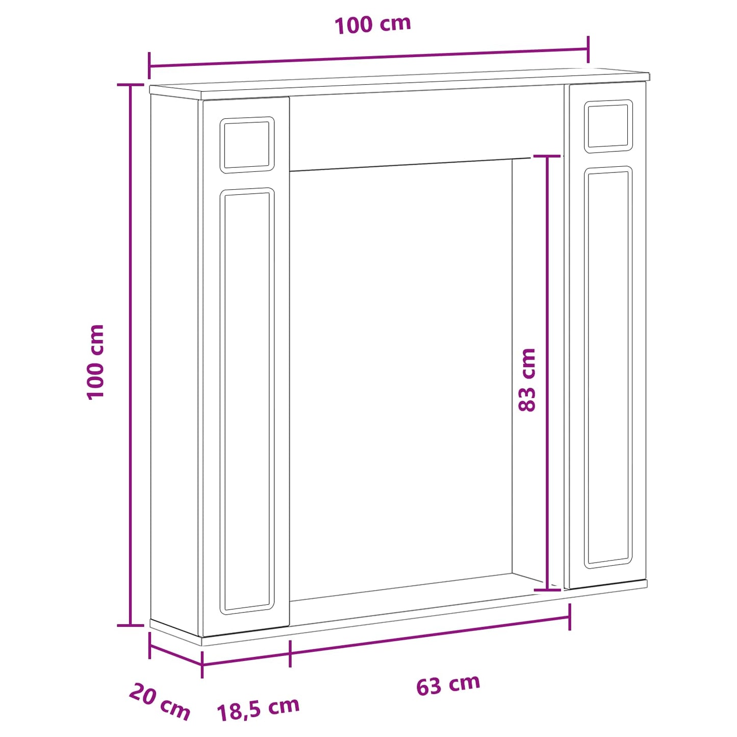 vidaXL Περίβλημα τζακιού Παλαιωμένο ξύλο 100 x 20 x 100 cm