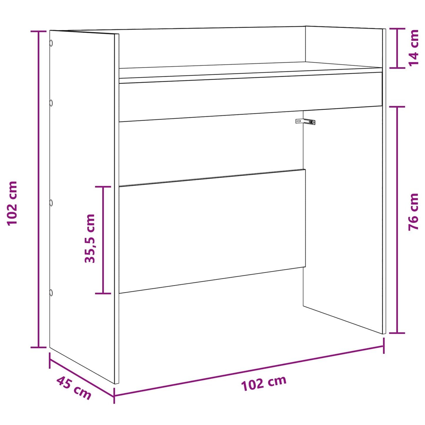 vidaXL Πίνακας DJ Λευκό 102 x 45 x 102 εκ. Επεξεργασμένο Ξύλο