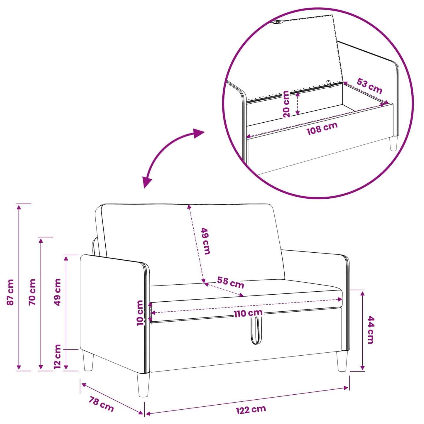 vidaXL Σαλονάκι Σετ Με Αποθηκευτικό Χώρο 2 τμχ. Μπλε Αστυνομίας