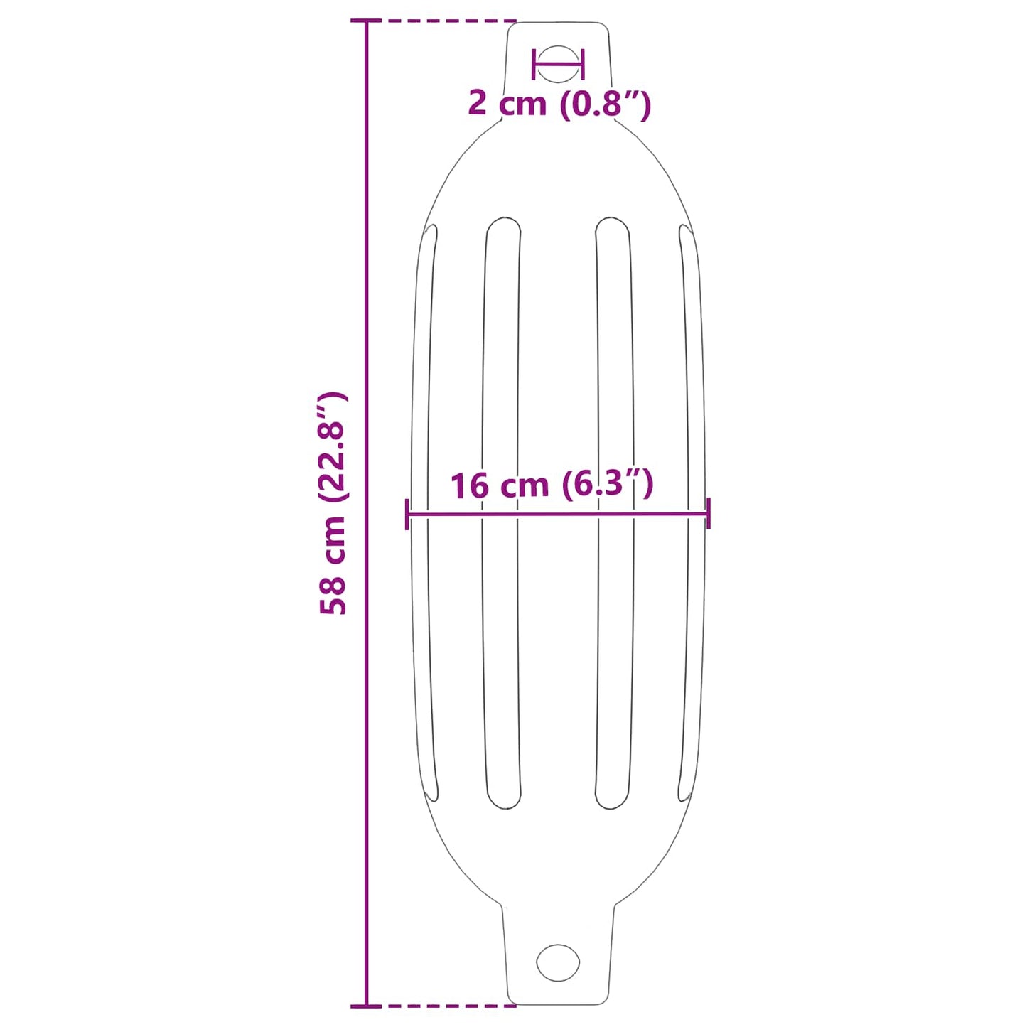 vidaXL Φτερά Σκαφών 2 τμχ. Ø 16 x 58 εκ Λευκό PVC