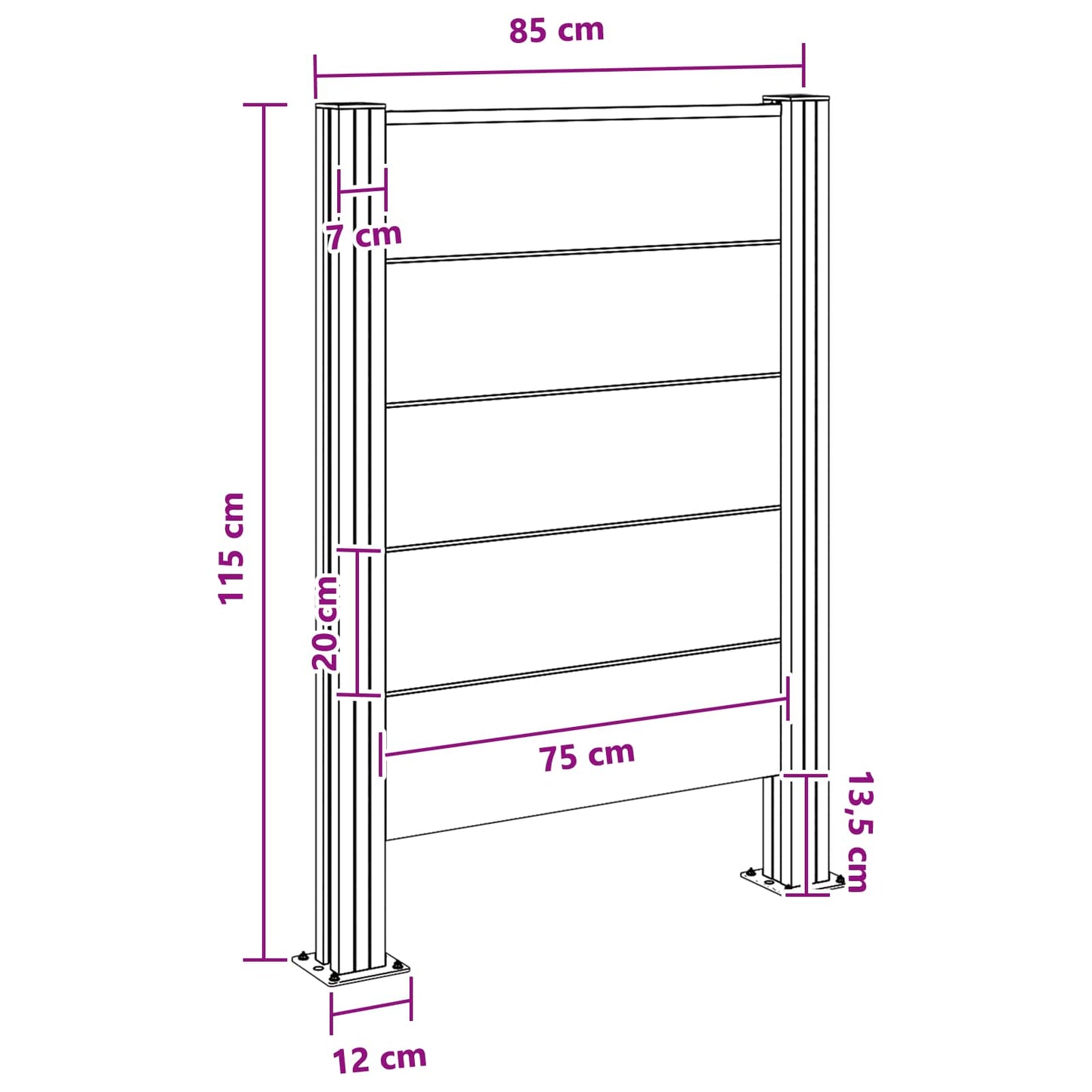 vidaXL Φράχτης Σκουπιδιών Καφέ 85 x 12 x 115 εκ Αλουμίνιο και WPC