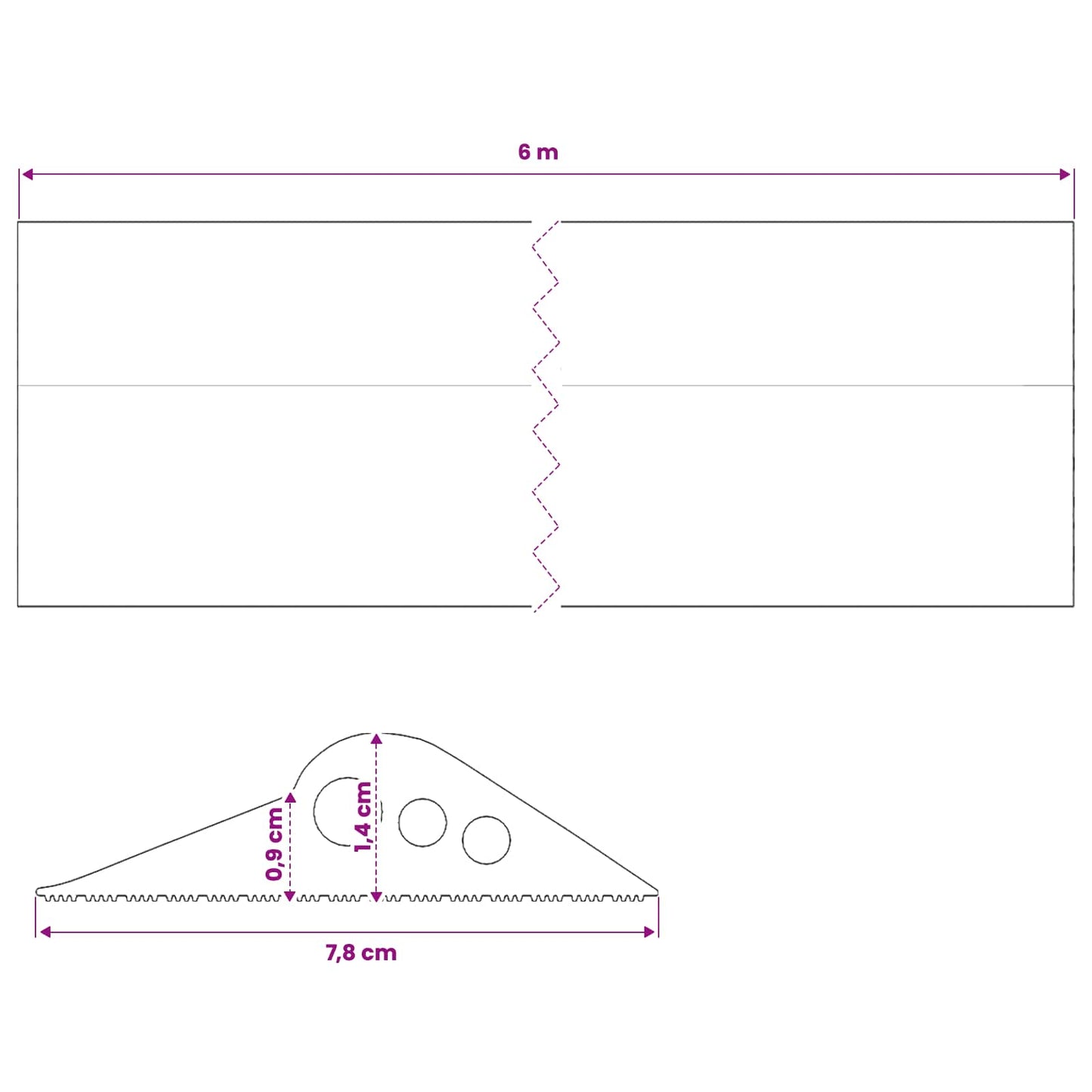 vidaXL Σφραγίδα Δαπέδου Γκαράζ Μαύρο 78 x 14 χιλ. 6 μ. EPDM Καουτσούκ