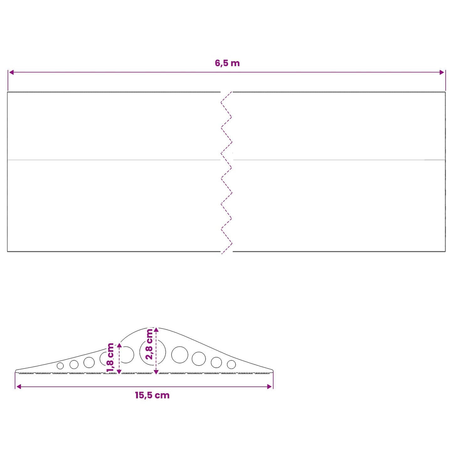 vidaXL Σφραγίδα Δαπέδου Γκαράζ 155 x 28 χιλ. 6,5 μ. EPDM Καουτσούκ