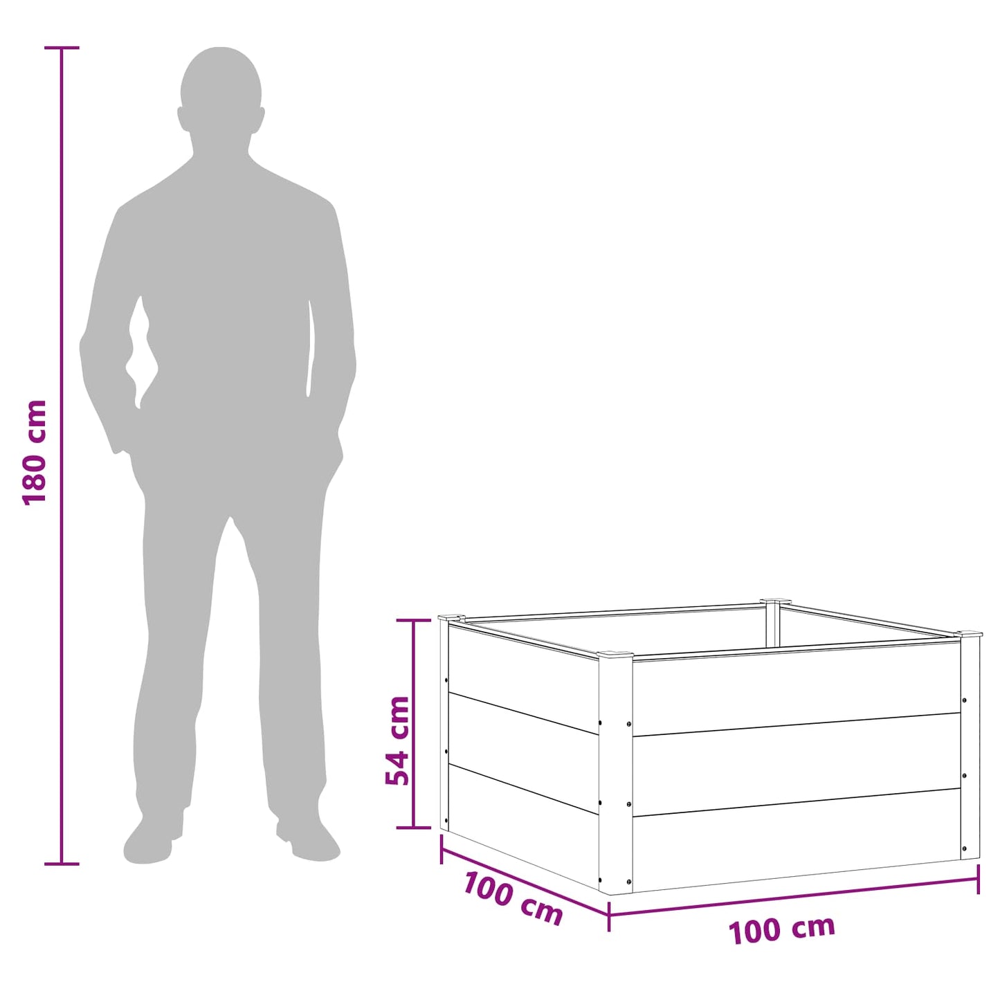 vidaXL Υπερυψωμένη Ζαρντινιέρα Καφέ 100 x 100 x 54 cm