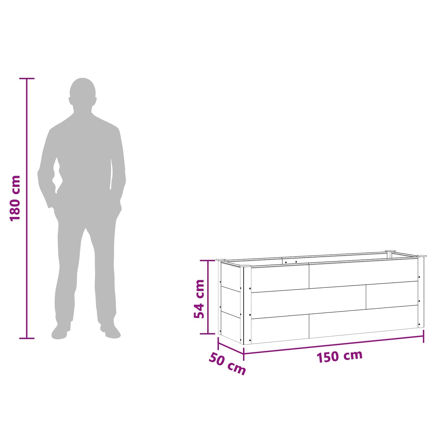vidaXL Υπερυψωμένη Ζαρντινιέρα Καφέ 150 x 50 x 54 cm