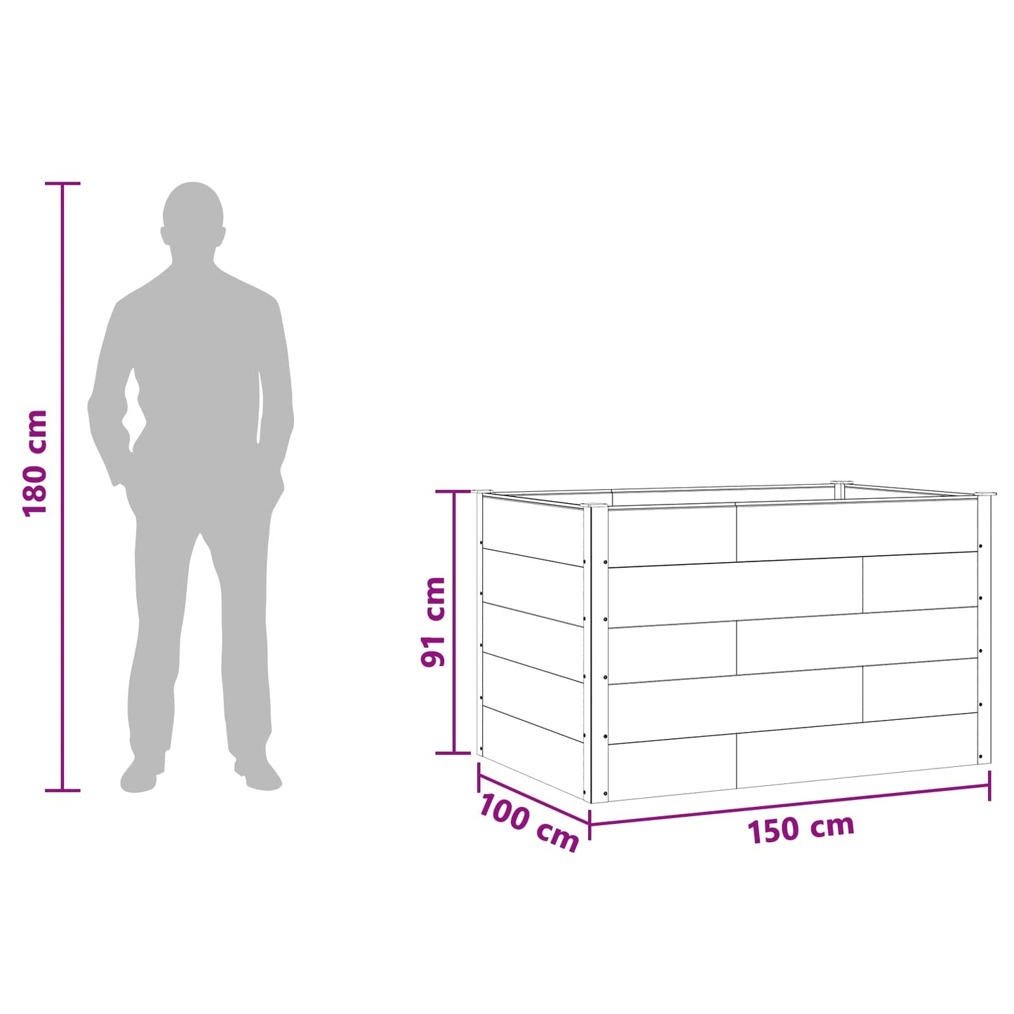 vidaXL Υπερυψωμένη Ζαρντινιέρα Καφέ 150 x 100 x 91 cm