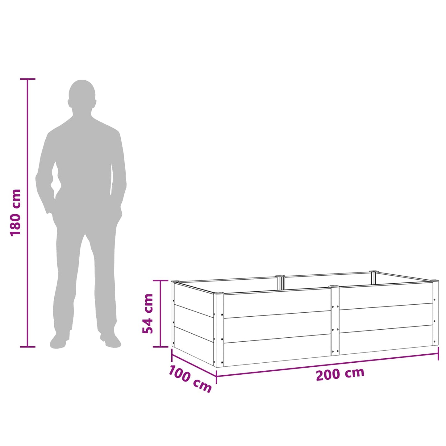 vidaXL Υπερυψωμένη Ζαρντινιέρα Καφέ 200 x 100 x 54 cm