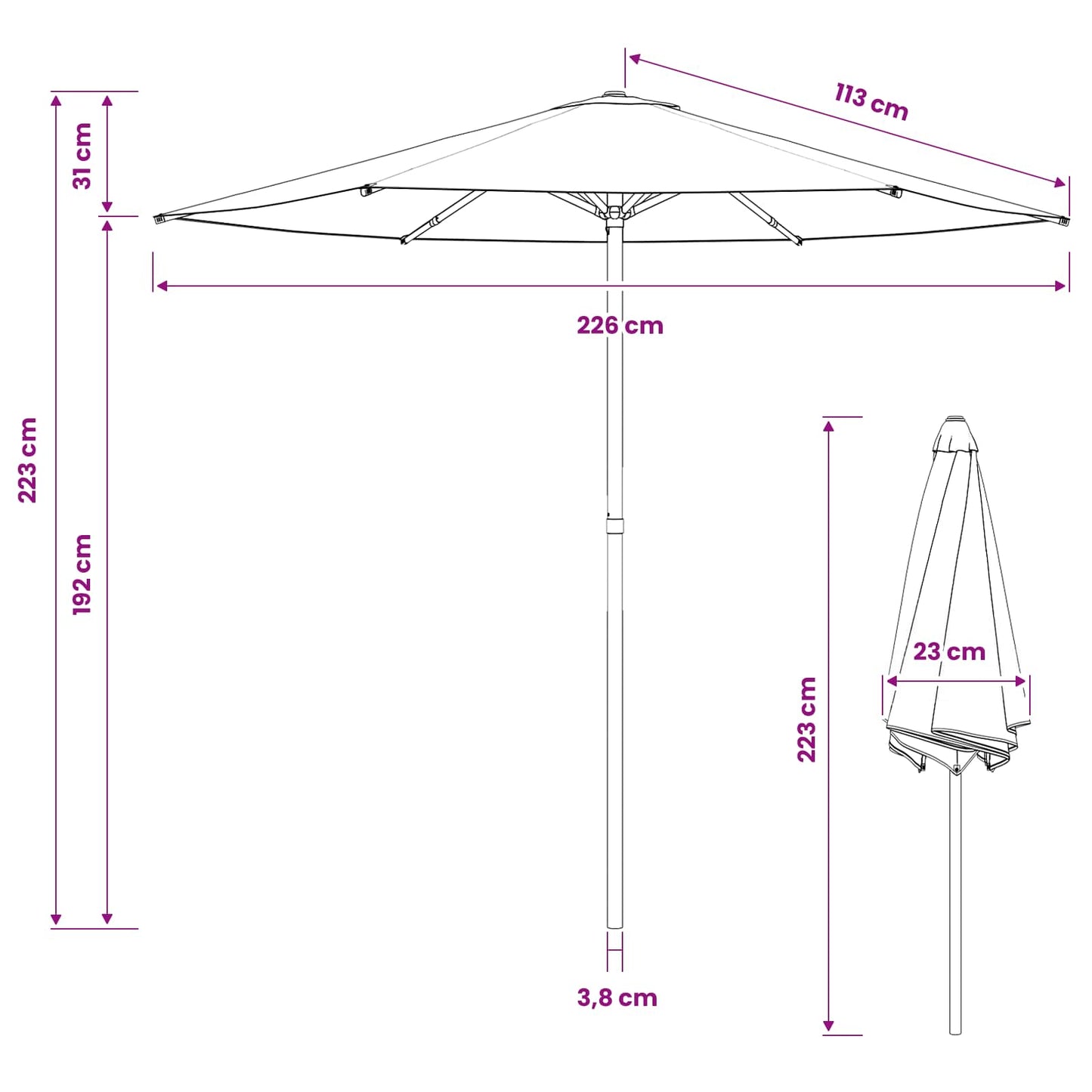 vidaXL Ομπρέλα Κήπου 230 x 230 εκ Πολυεστέρας Ορθογώνιος Taupe