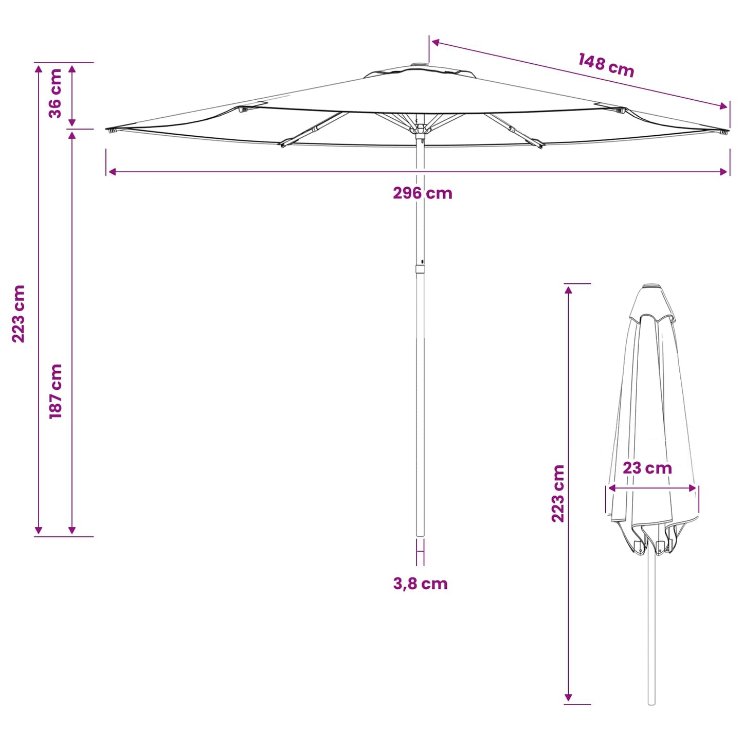 vidaXL Ομπρέλα Κήπου 300 x 300 cm Πολυεστέρας Ορθογώνιος Taupe