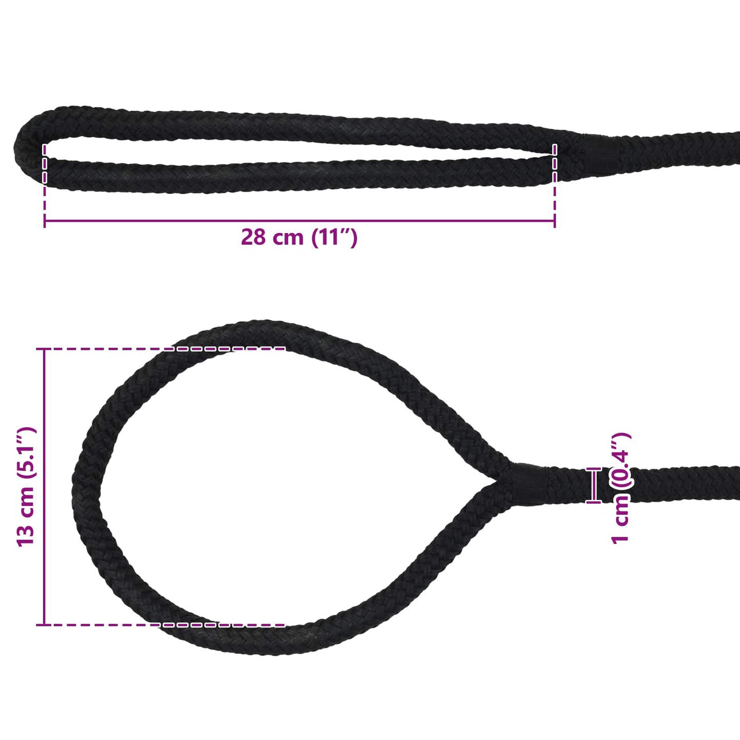 vidaXL Σχοινί Boat 10 mm 9 m Μαύρο Πολυεστέρας