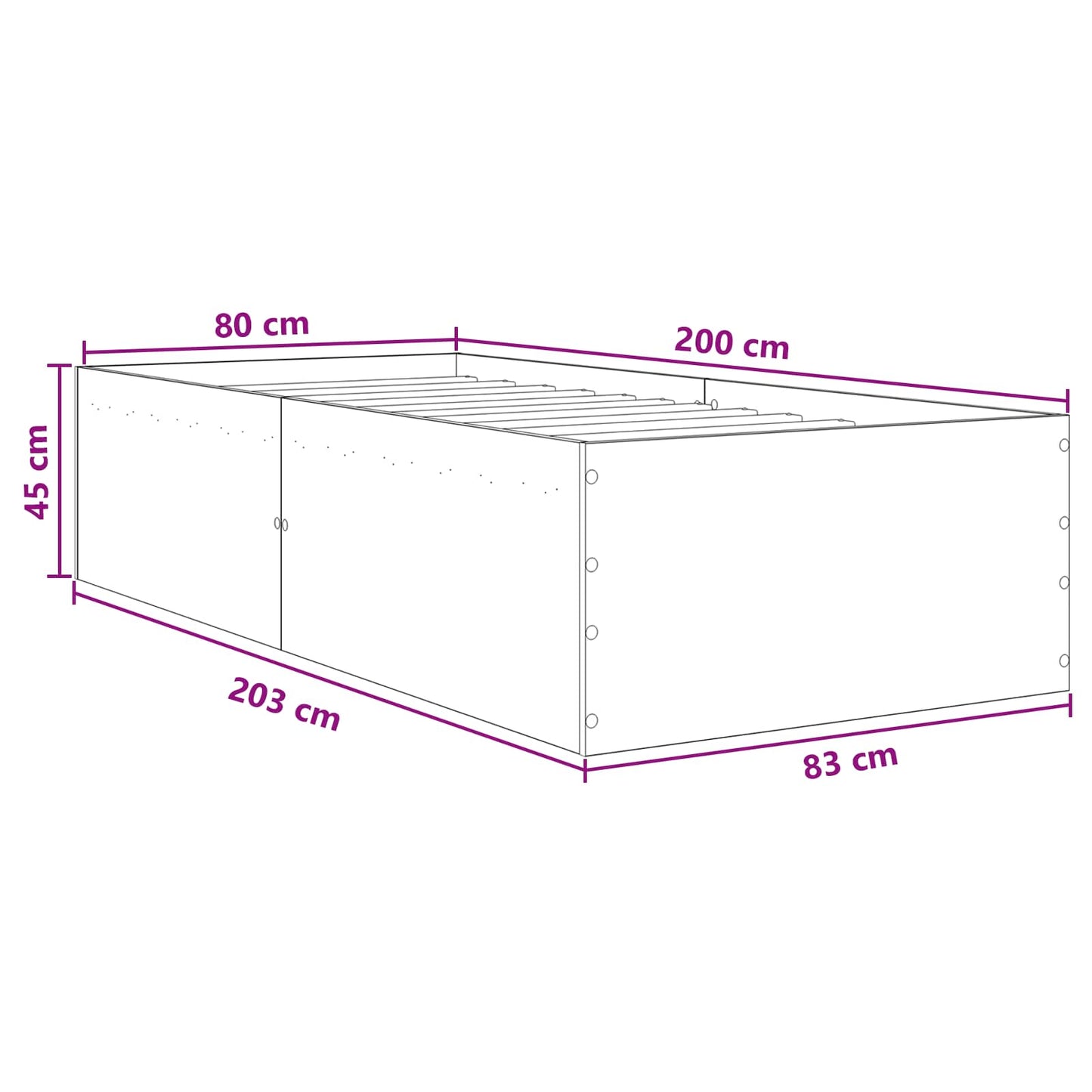 vidaXL Κρεβάτι δαπέδου Sonoma Δρυς 80 x 200 cm Επεξεργασμένο Ξύλο