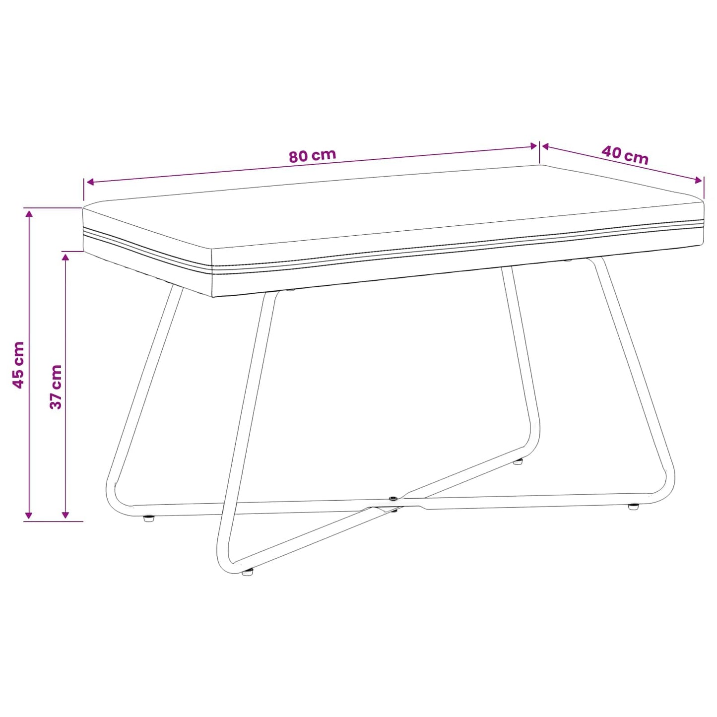 vidaXL παγκάκι Μπλε Αστυνομίας 80 x 40 x 45 εκ. Βελούδο