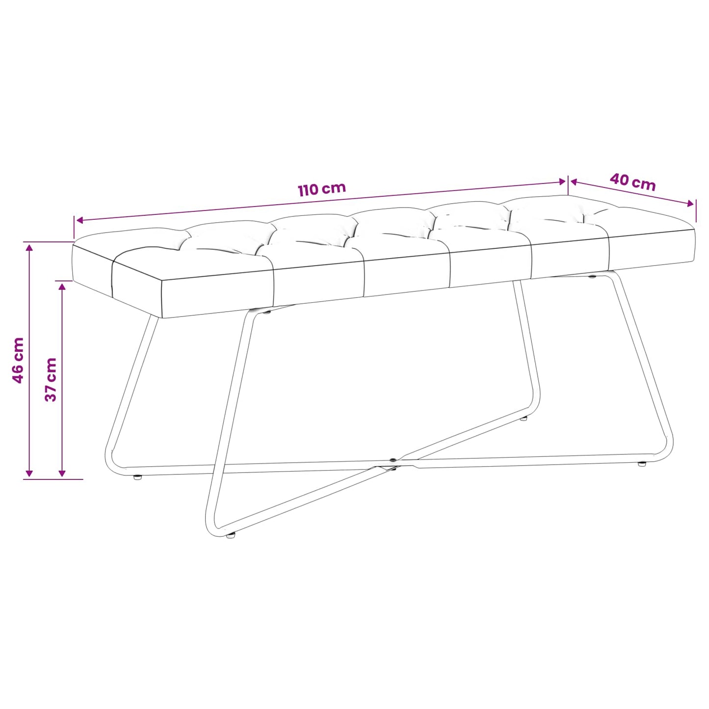 vidaXL Πάγκος με κουμπωτές επιφάνειες Κρεμ 110 x 40 x 46 cm Ύφασμα