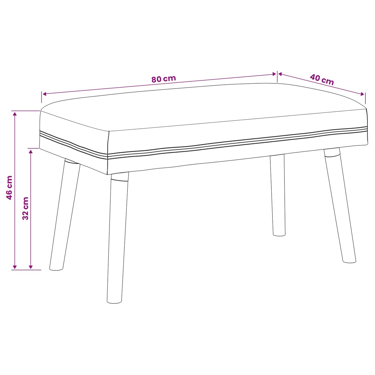 vidaXL παγκάκι Μονόχρωμο Μαύρο 80 x 40 x 46 εκ. Μπουκλέ