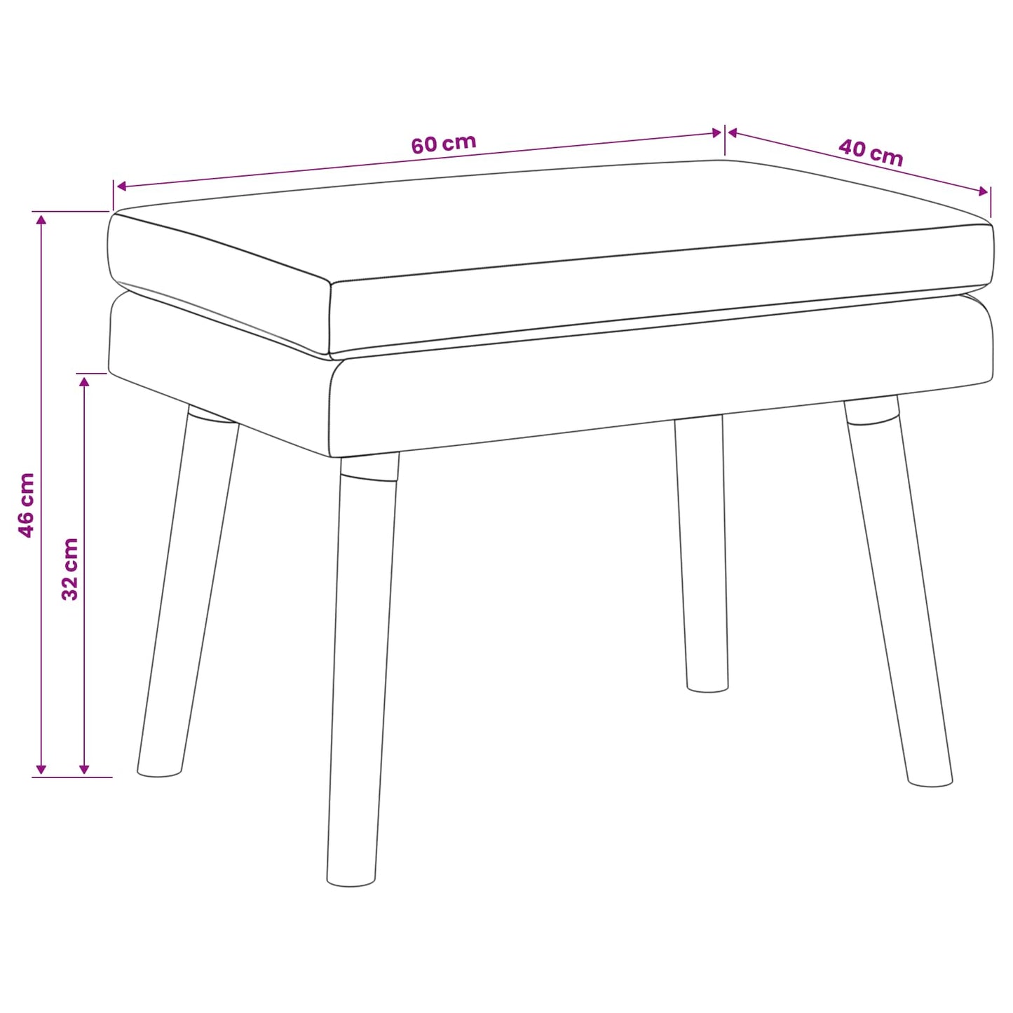 vidaXL Διπλή Επίστρωση Πάγκος Ροζ 60 x 40 x 46 εκ. Ύφασμα