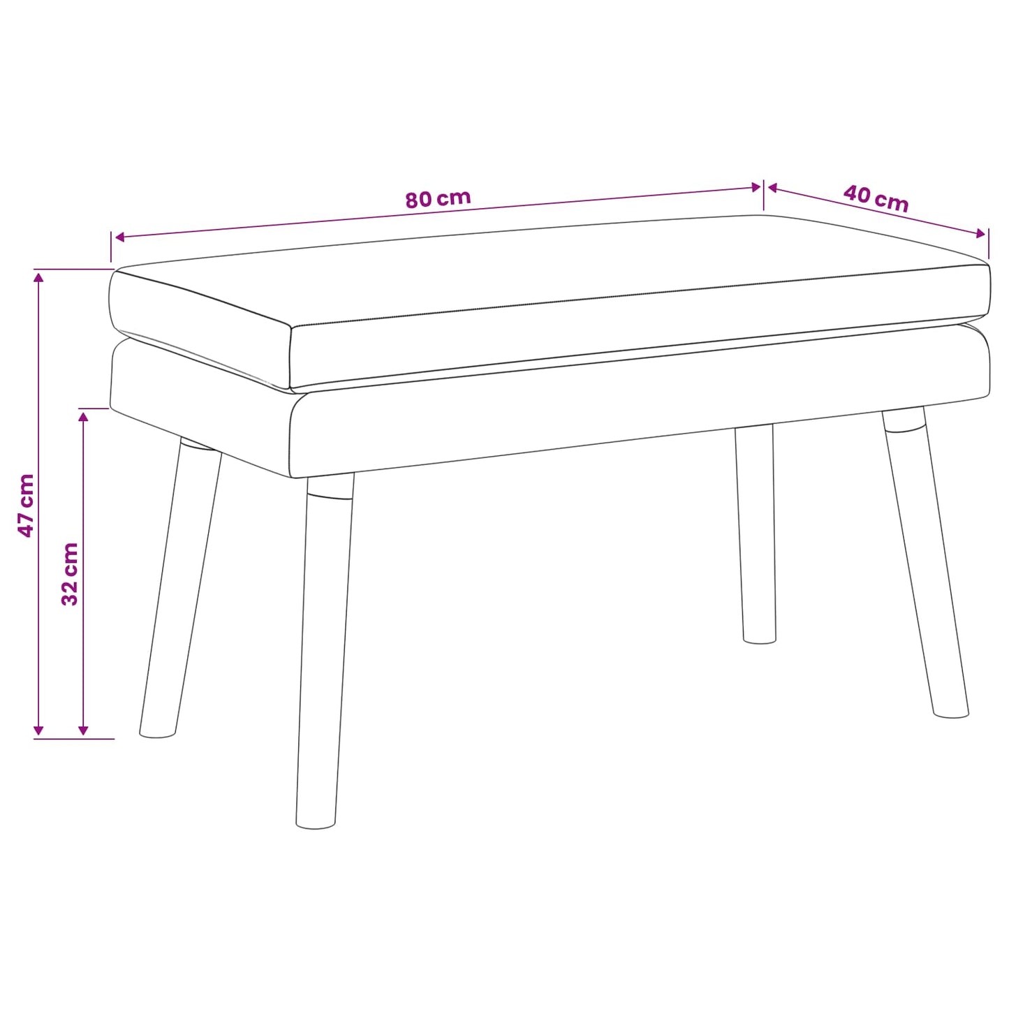 vidaXL Διπλή Επίστρωση Πάγκος Κρεμ 80 x 40 x 47 εκ. Ύφασμα