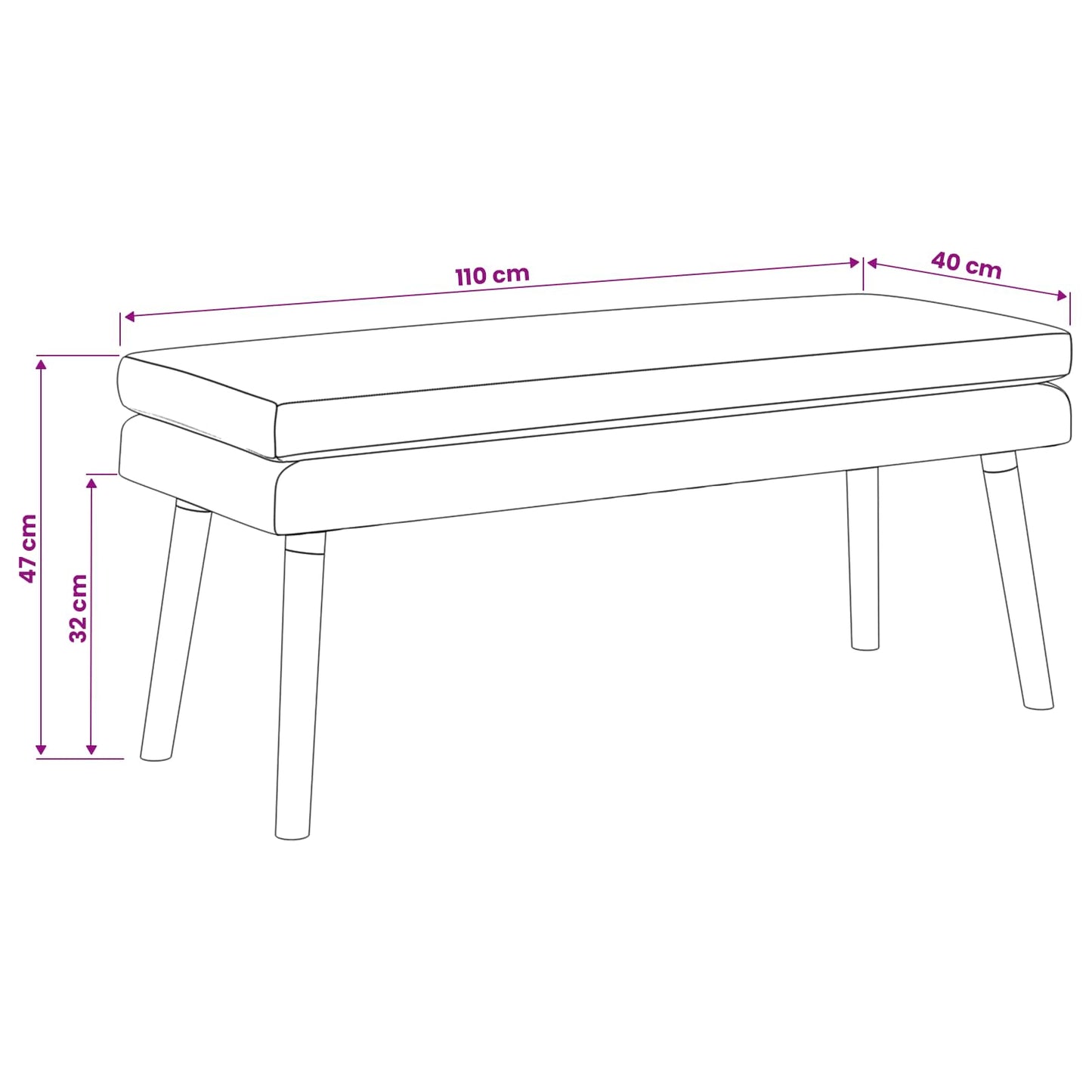 vidaXL Διπλή Επίστρωση Πάγκος Taupe 110 x 40 x 47 εκ. Ύφασμα
