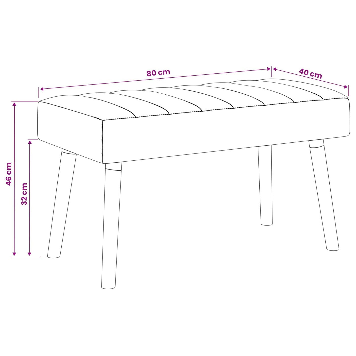 vidaXL Πάγκος με Καναλεύματα Taupe 80 x 40 x 46 εκ. Ύφασμα