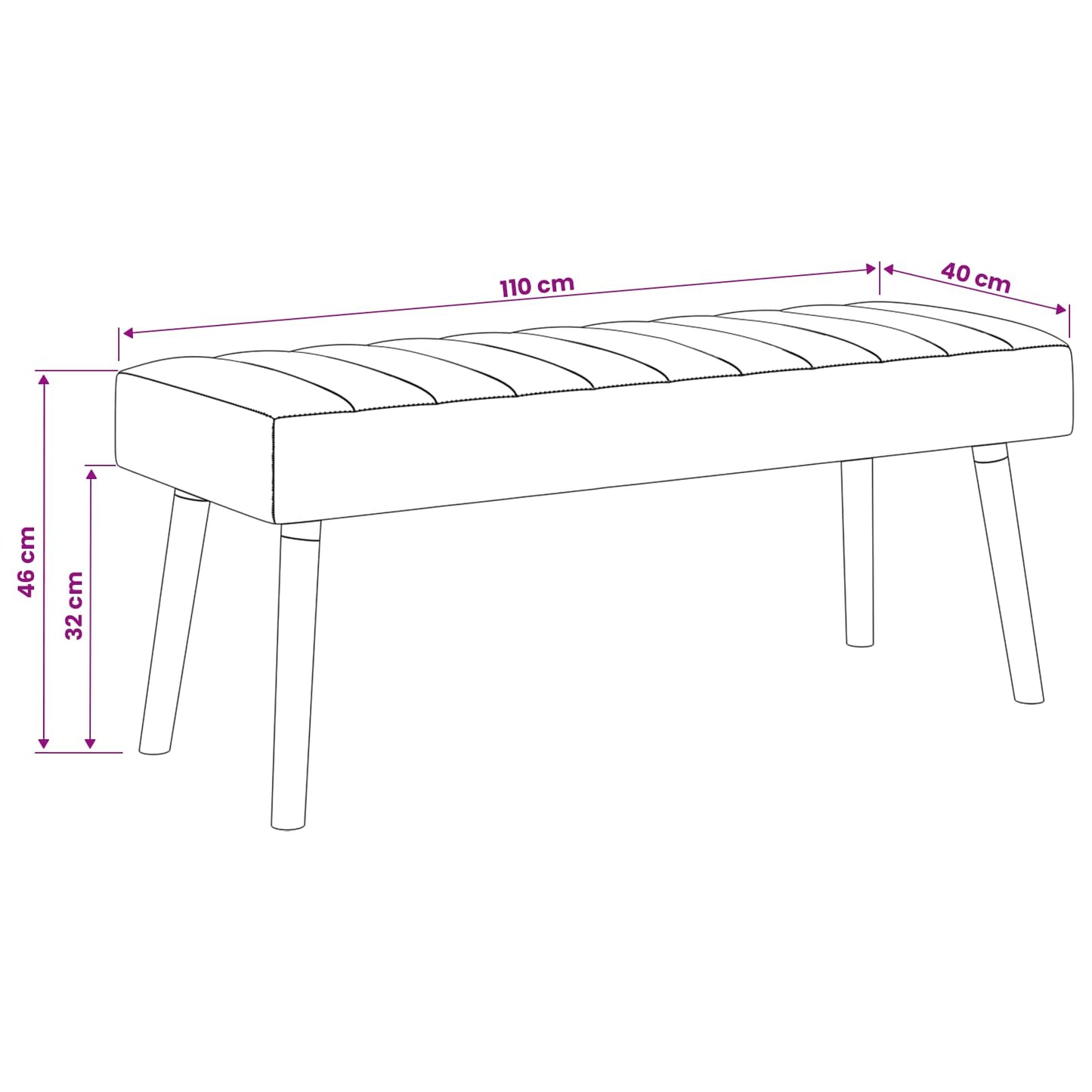 vidaXL Πάγκος με Καναλεύματα Κρεμ 110 x 40 x 46 cm Ύφασμα