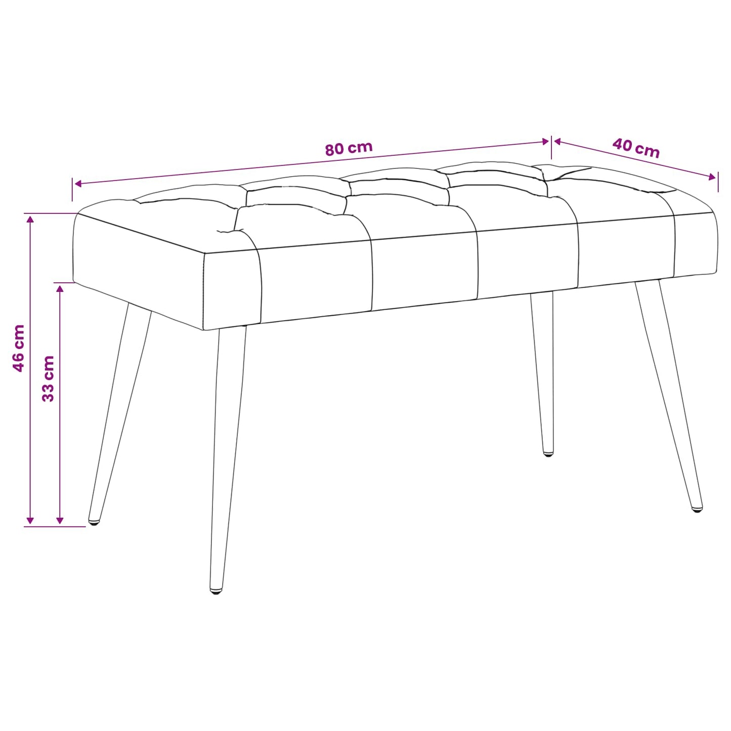 vidaXL Πάγκος με κουμπωτές επιφάνειες Μοβ 80 x 40 x 46 εκ. Βελούδο