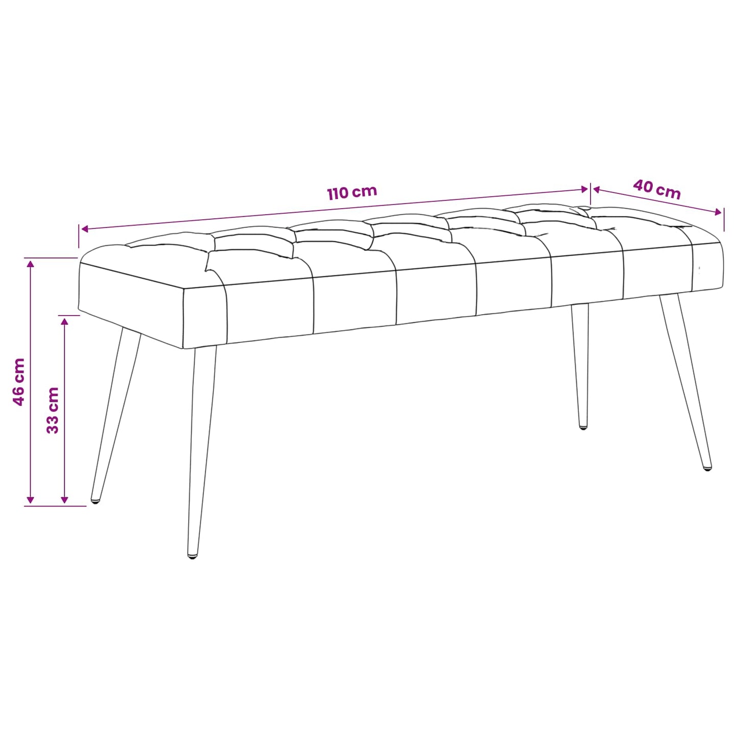 vidaXL Πάγκος με κουμπωτές επιφάνειες Ροζ 110 x 40 x 46 cm Βελούδο