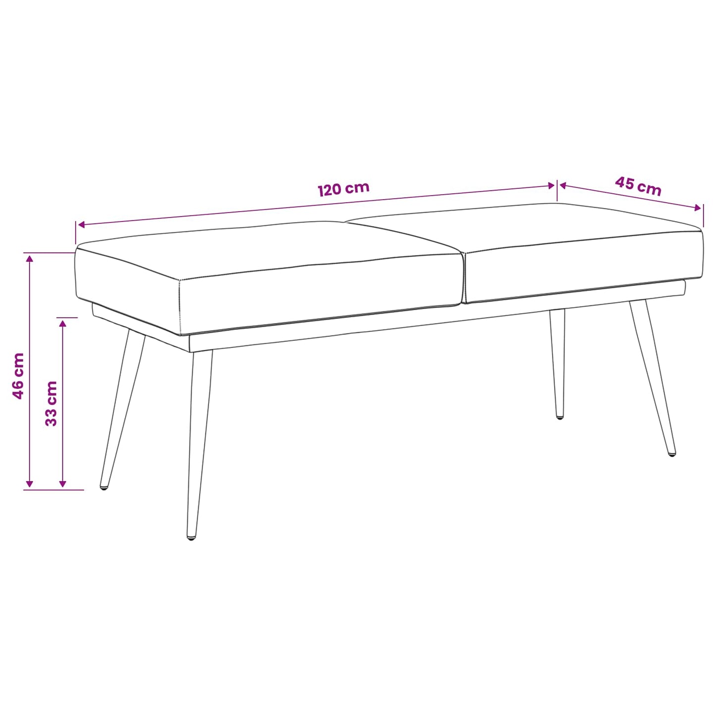 vidaXL Διπλή Επίστρωση Πάγκος Μπλε 120 x 45 x 46 εκ Βελούδο