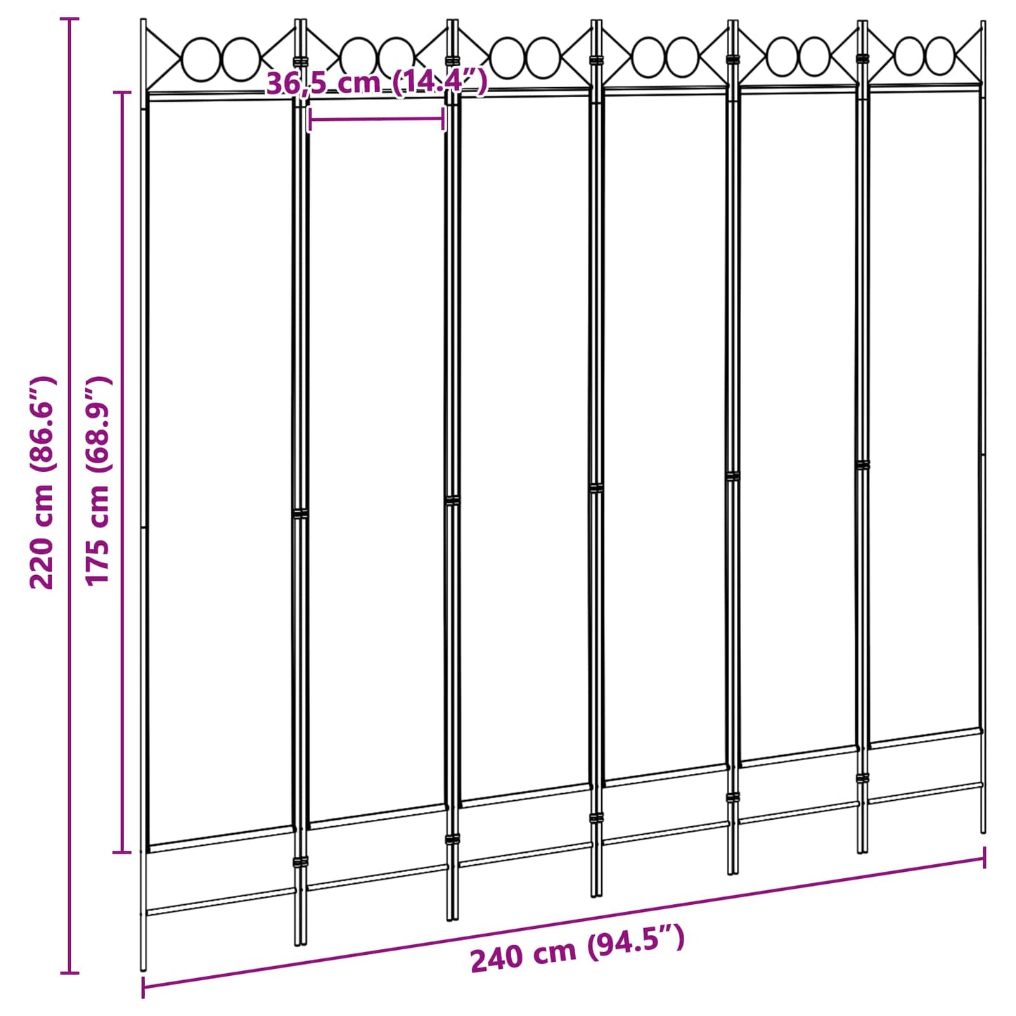 vidaXL Διαχωριστικό Δωματίου 6-Πάνελ Μπεζ 240 x 220 cm Ύφασμα